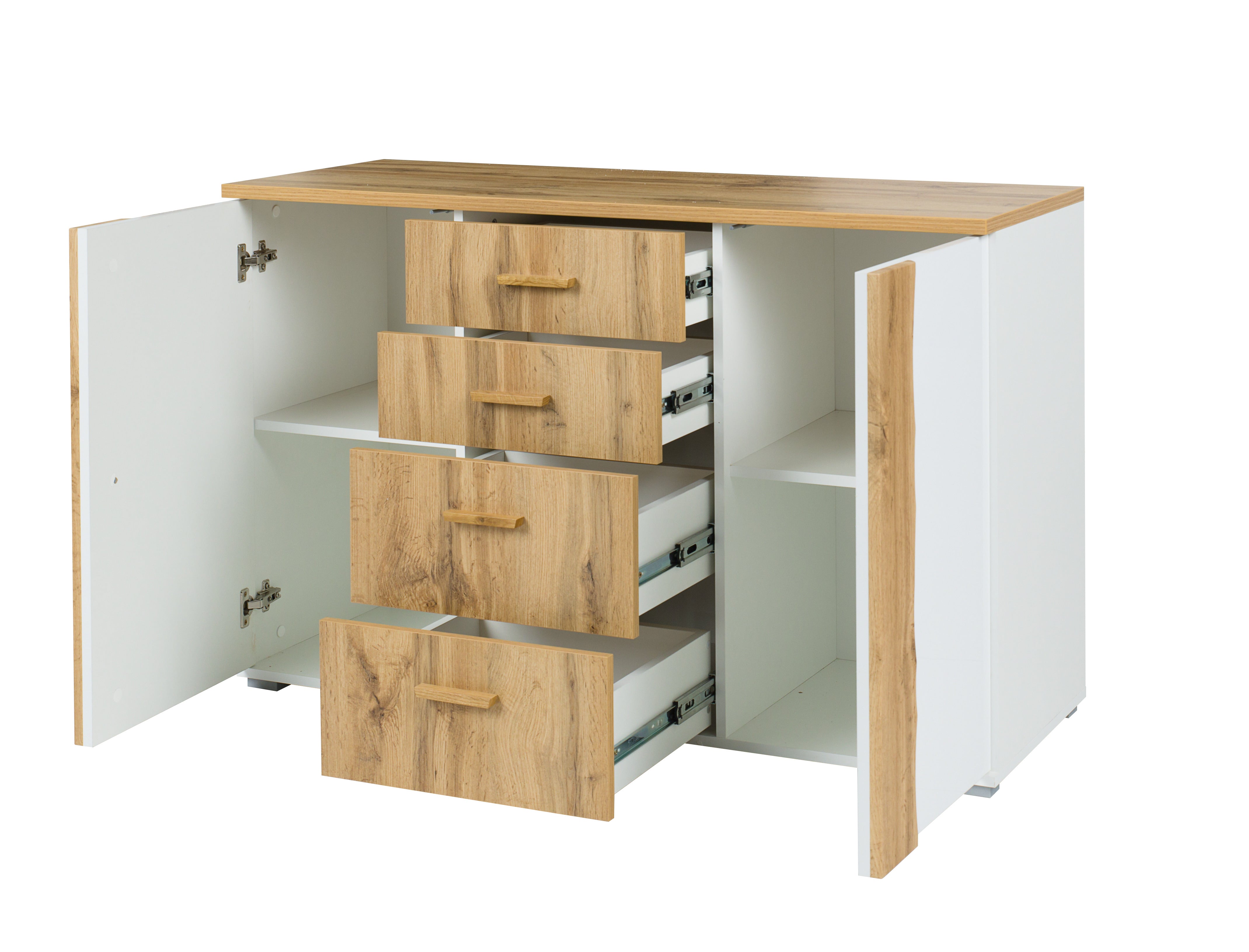 MO Wood 03 Chest of Drawers – White & Wotan Oak