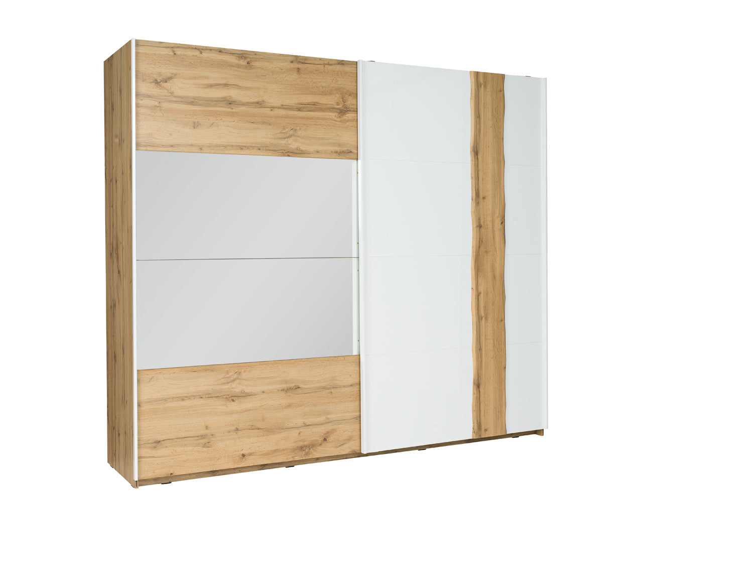 MO Wood 12 Sliding Wardrobe 250 cm– White & Wotan Oak