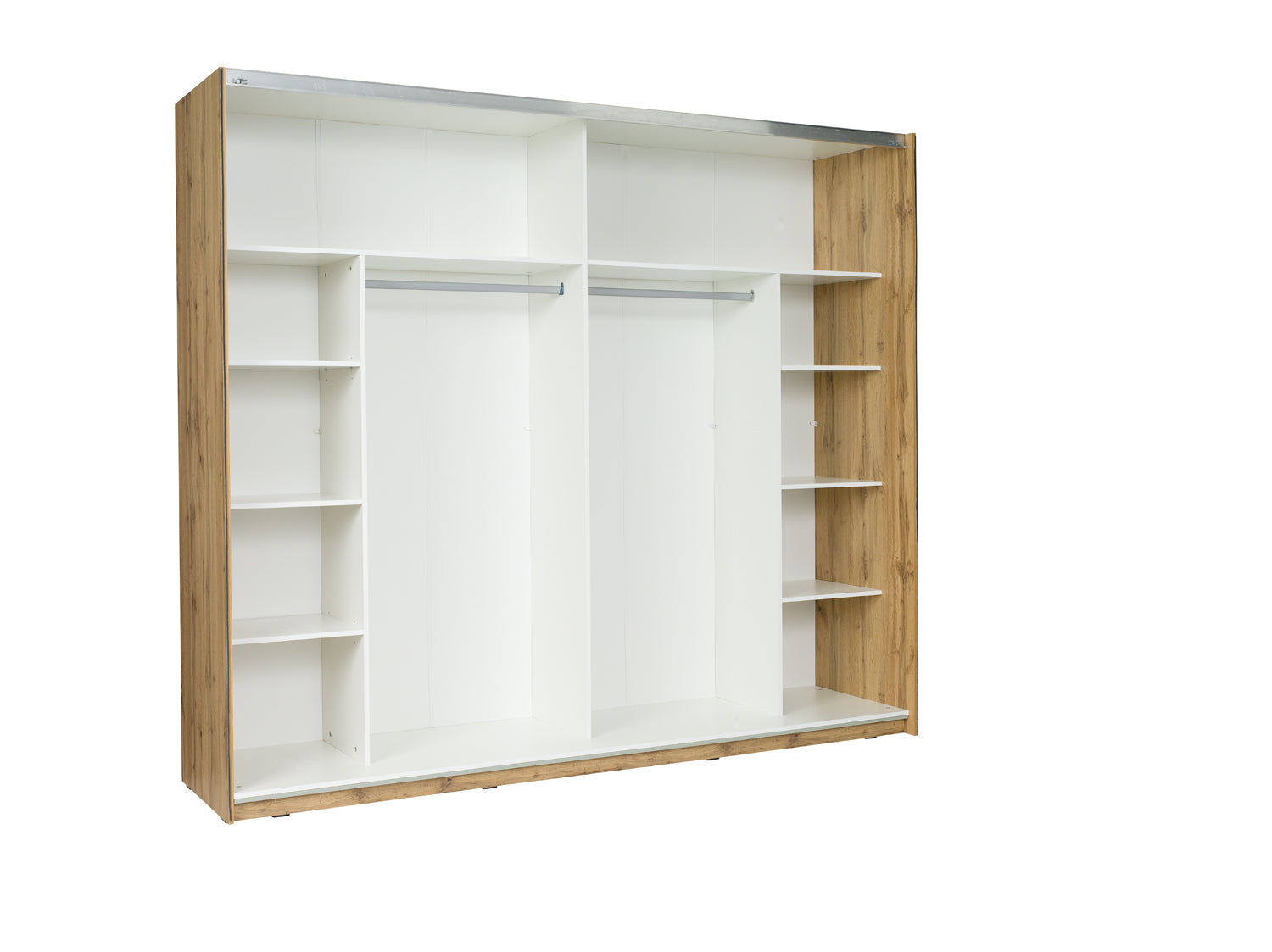 MO Wood 12 Sliding Wardrobe 250 cm– White & Wotan Oak