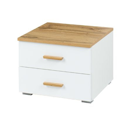 MO Wood 23 Double Nightstand – White & Wotan Oak