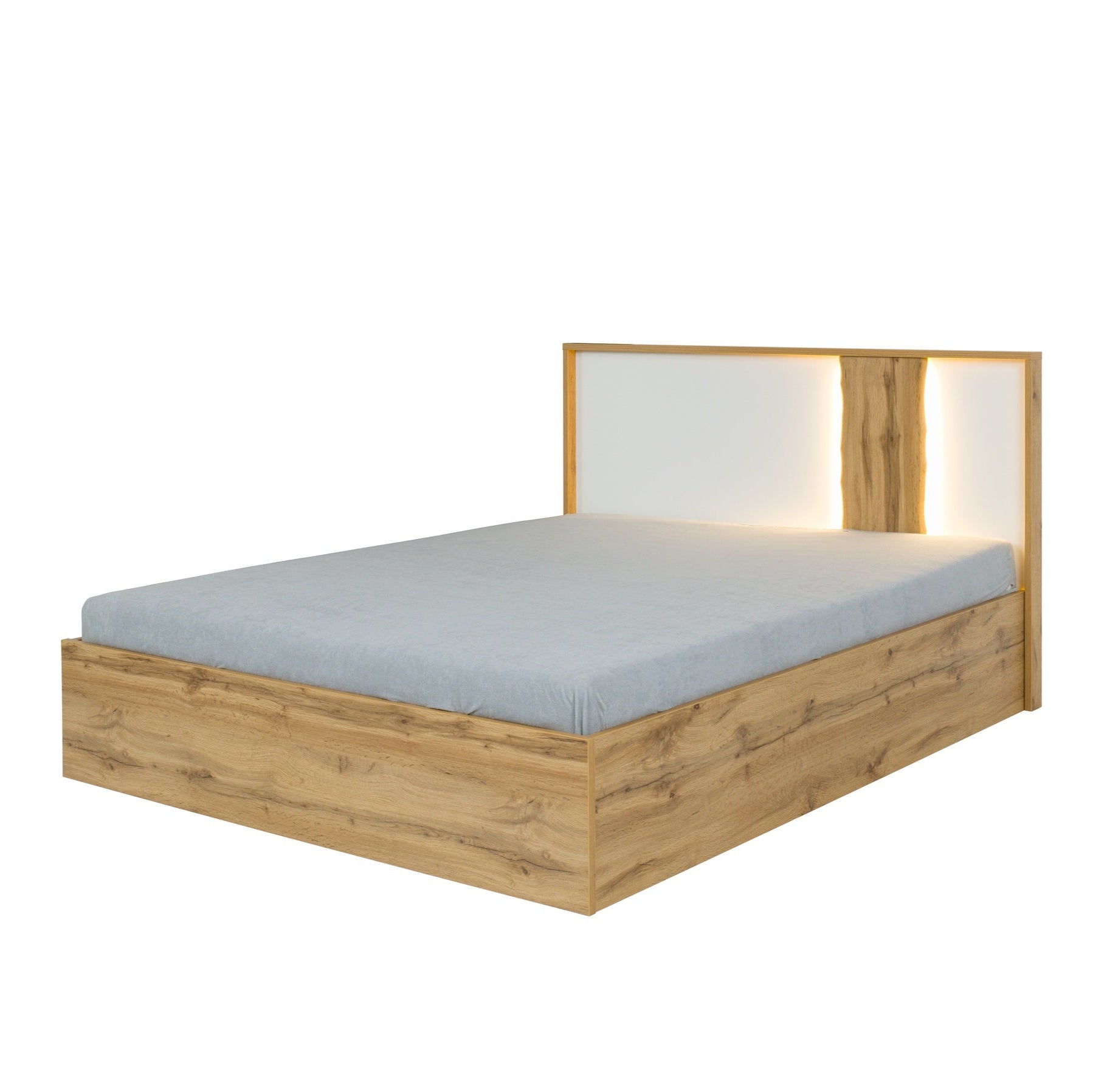 MO Wood 31 Bed (Without Storage) – White & Wotan Oak