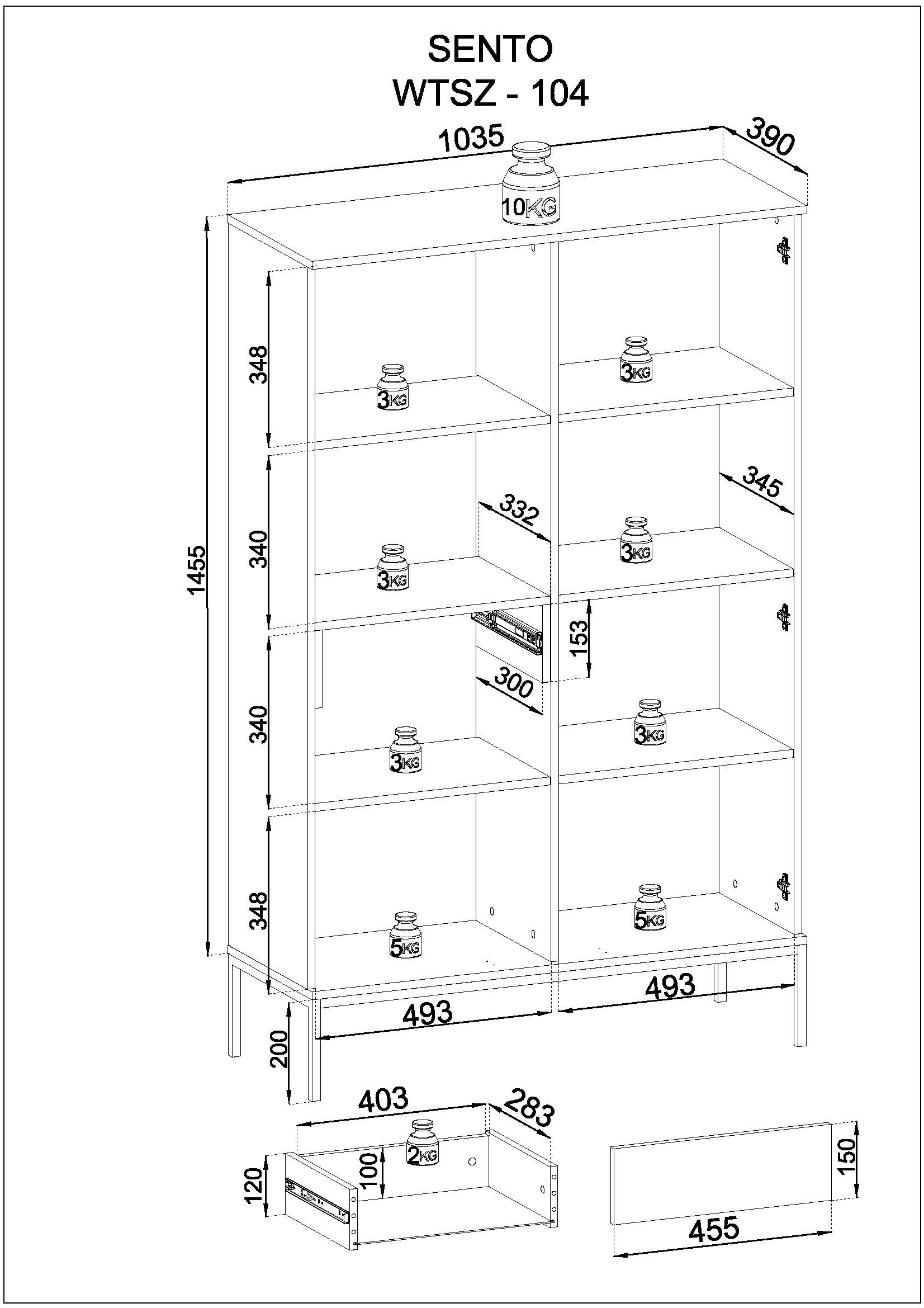 Sento Tall Display Cabinet - Modern Elegance Cashmere