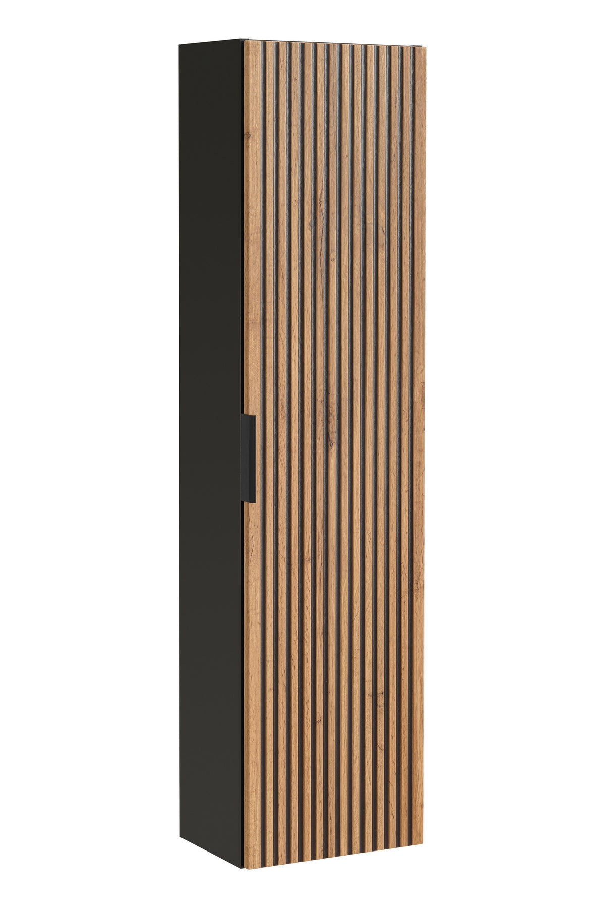 Xilo Tall Cabinet – Black / Wotan Oak, 35 cm