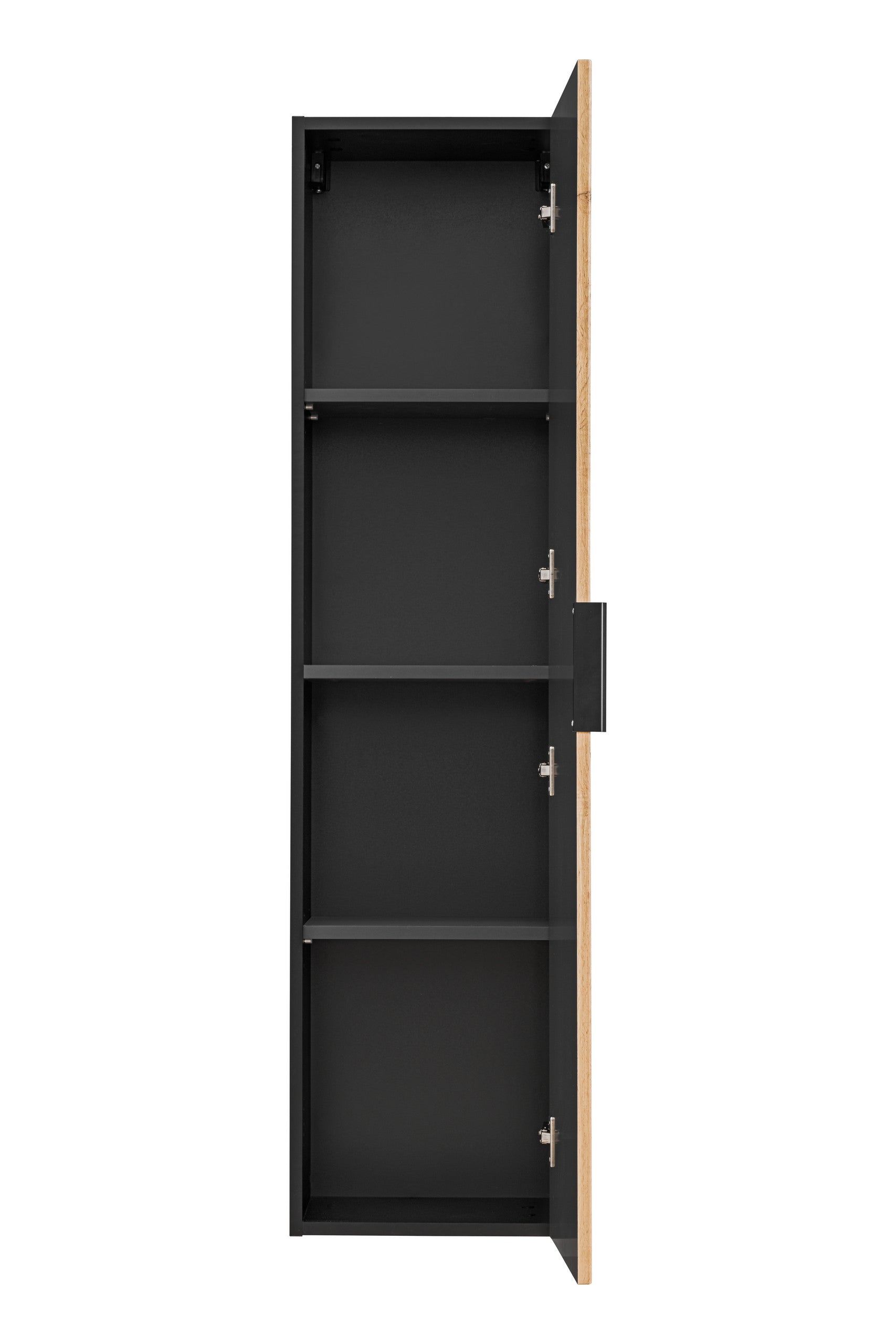 Xilo Tall Cabinet – Black / Wotan Oak, 35 cm