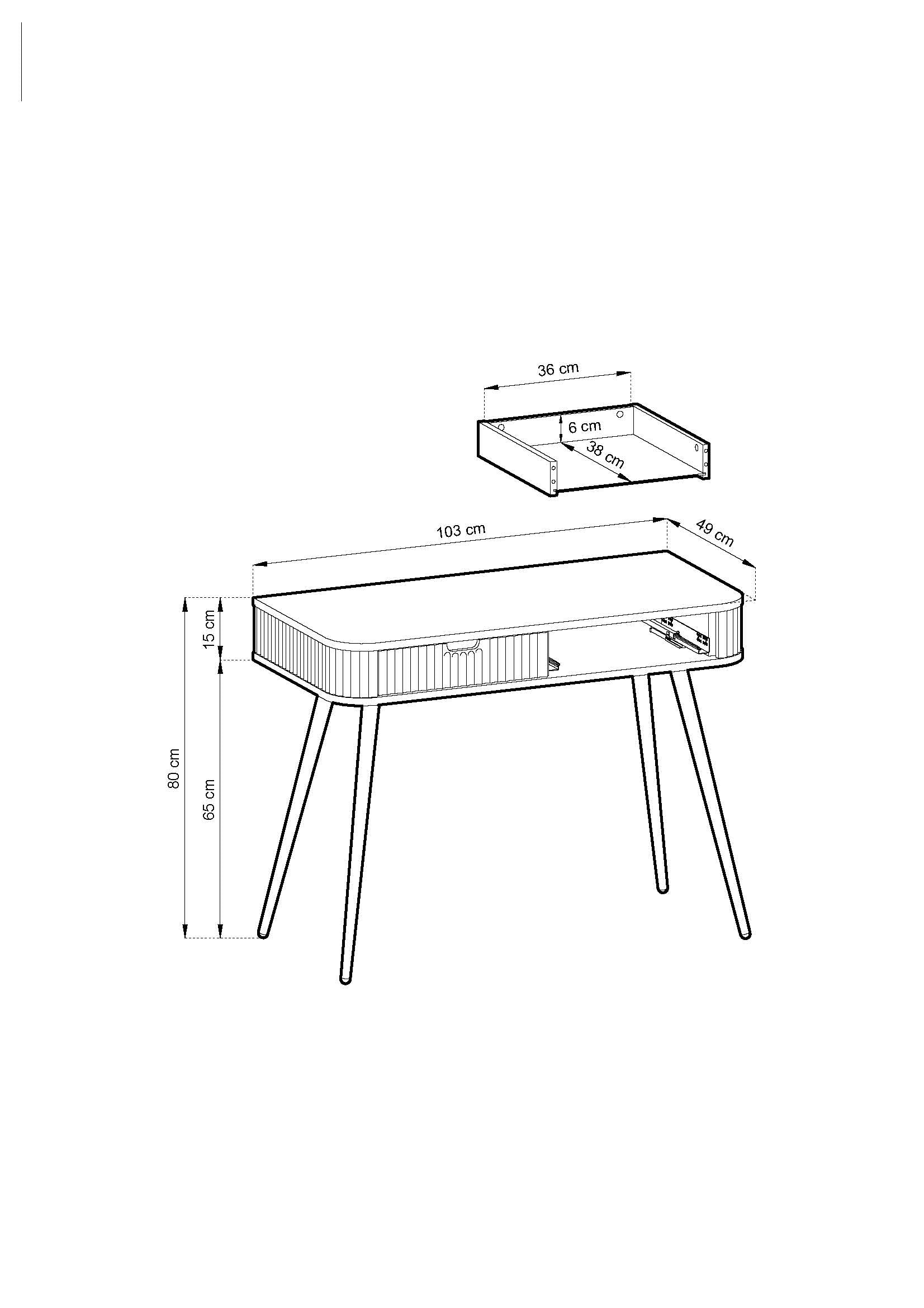 Zova White Vanity Table - Modern Vanity with Two Drawers and Grooved Fronts