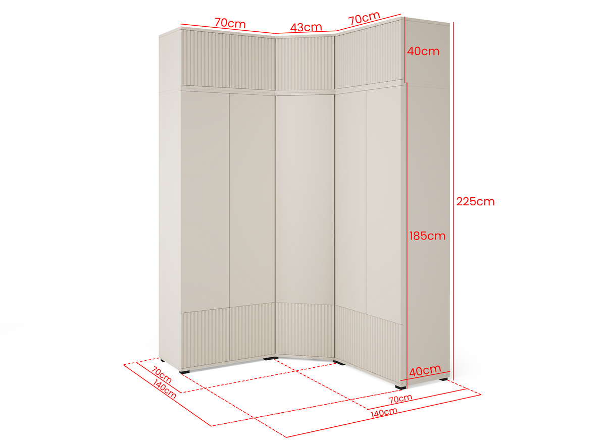 Rayo Wardrobe Set 10 – Cashmere, 140 cm