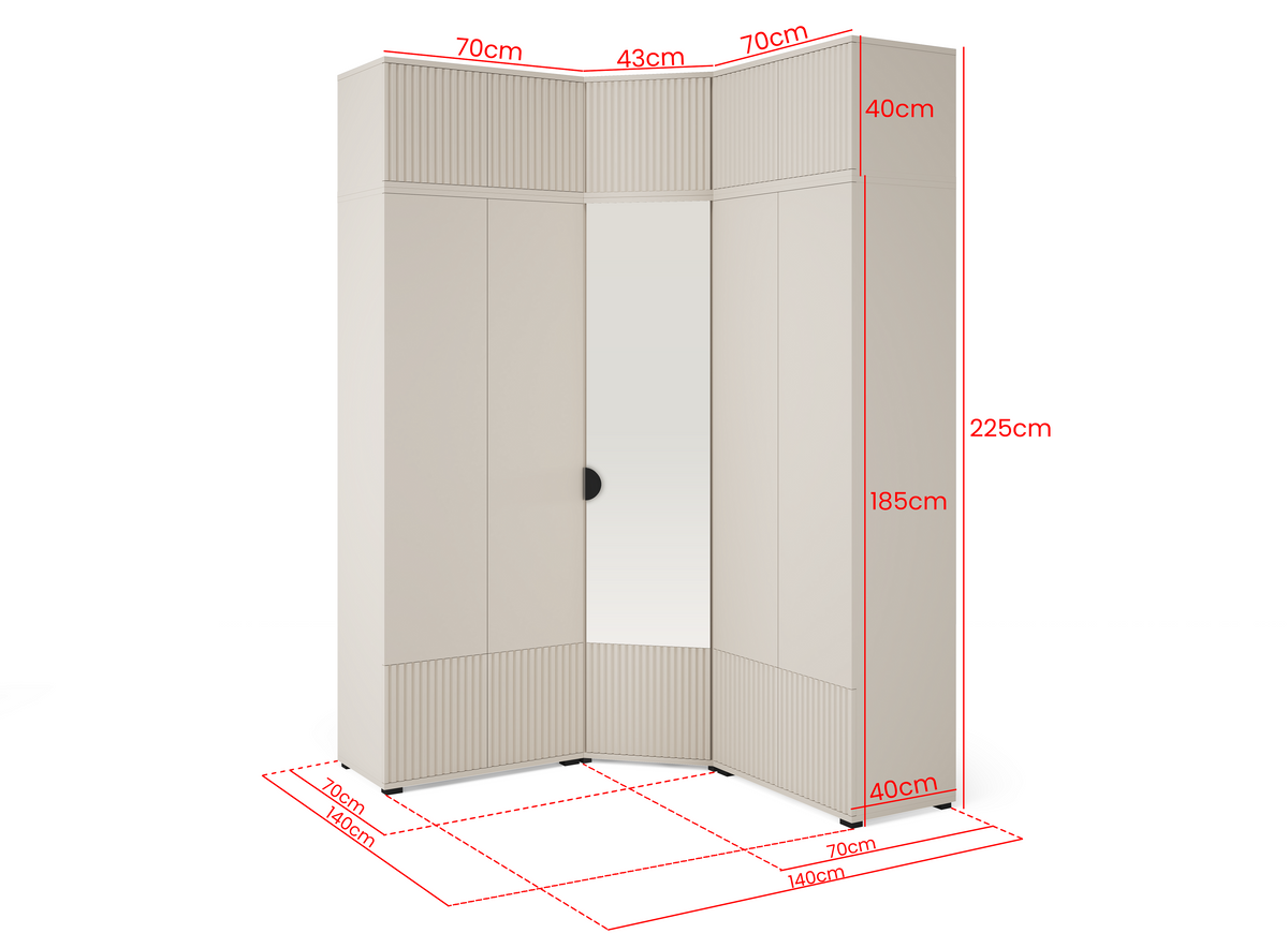 Rayo Wardrobe Set 10 – Cashmere, 140 cm