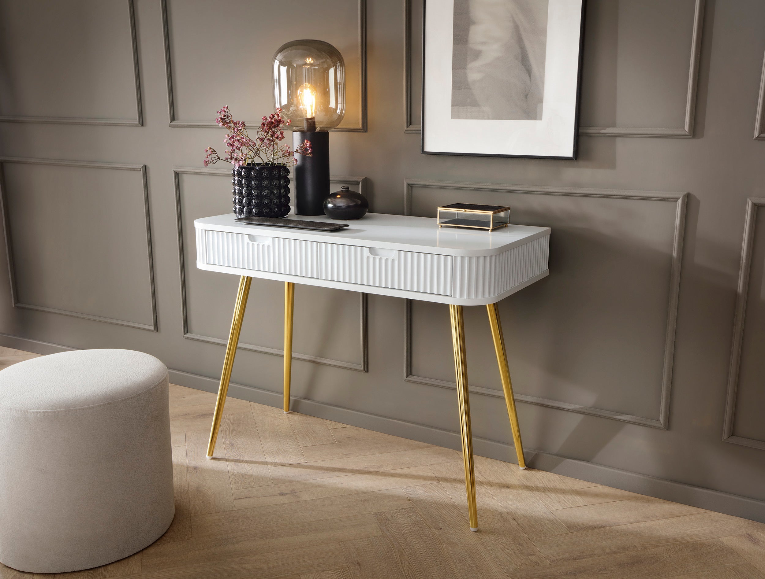 ZOVA Chest of drawers t-103 #color_White with gold legs