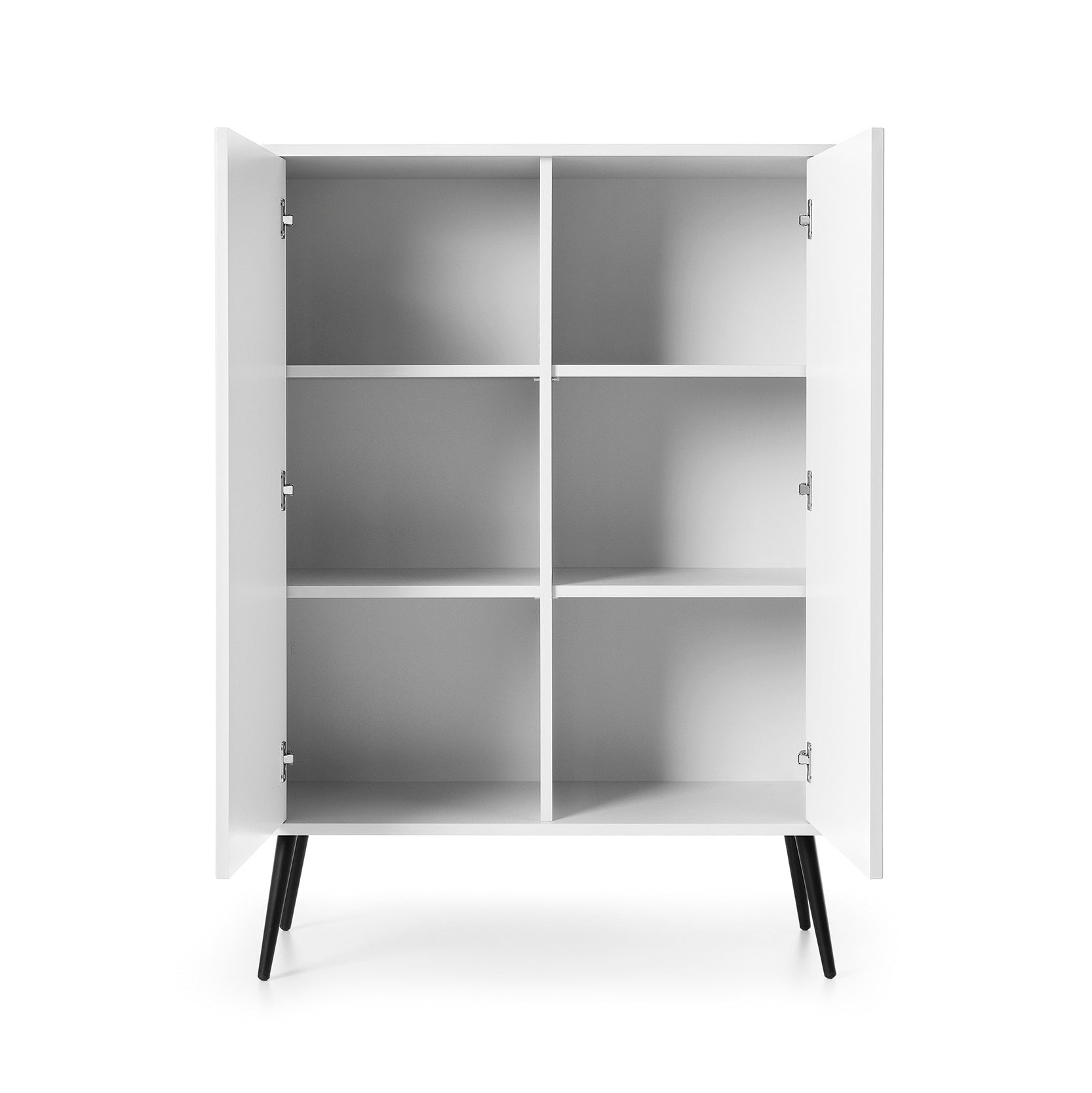 ZOVA Chest of Drawers with Two Doors #color_White with black legs