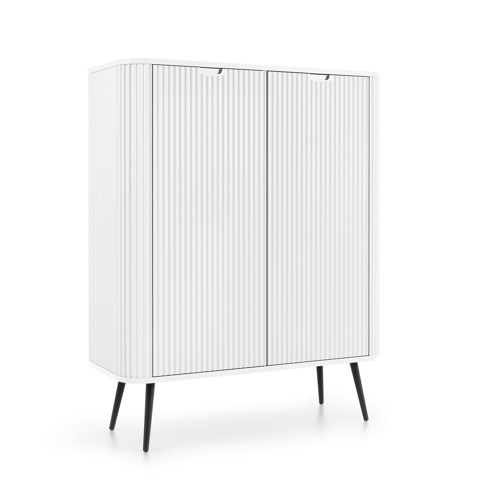 ZOVA Chest of Drawers with Two Doors #color_White with black legs