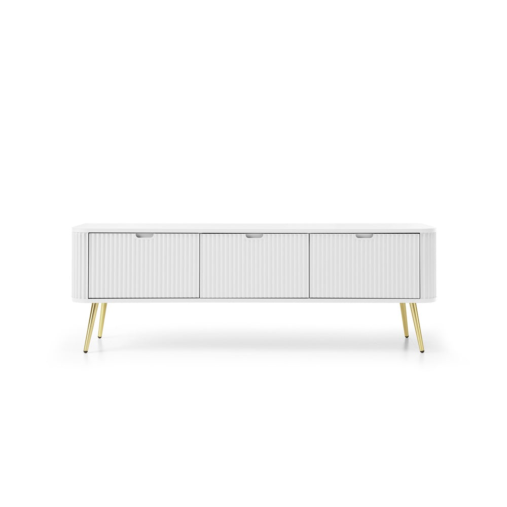 ZOVA TV Stand - Modern Design and Functionality in One TV Cabinet #color_White with gold legs