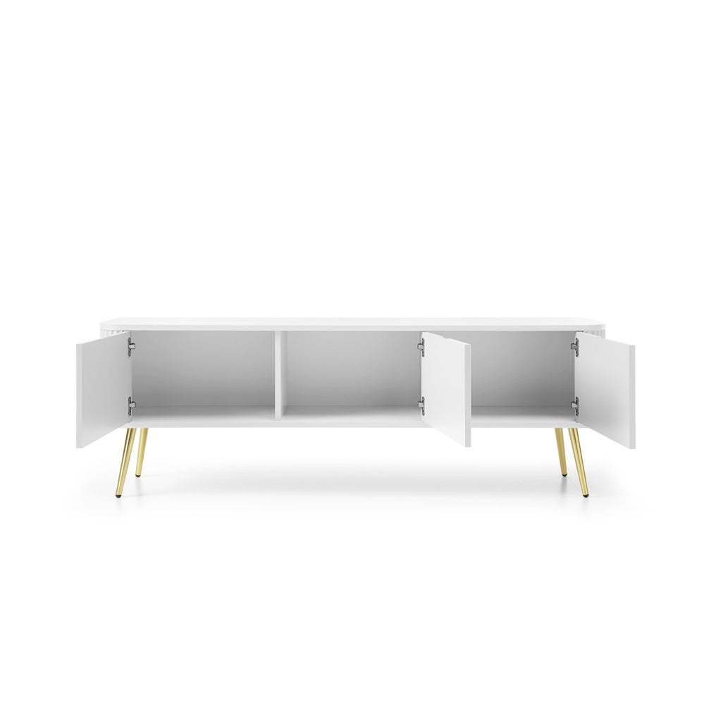 ZOVA TV Stand - Modern Design and Functionality in One TV Cabinet #color_White with gold legs