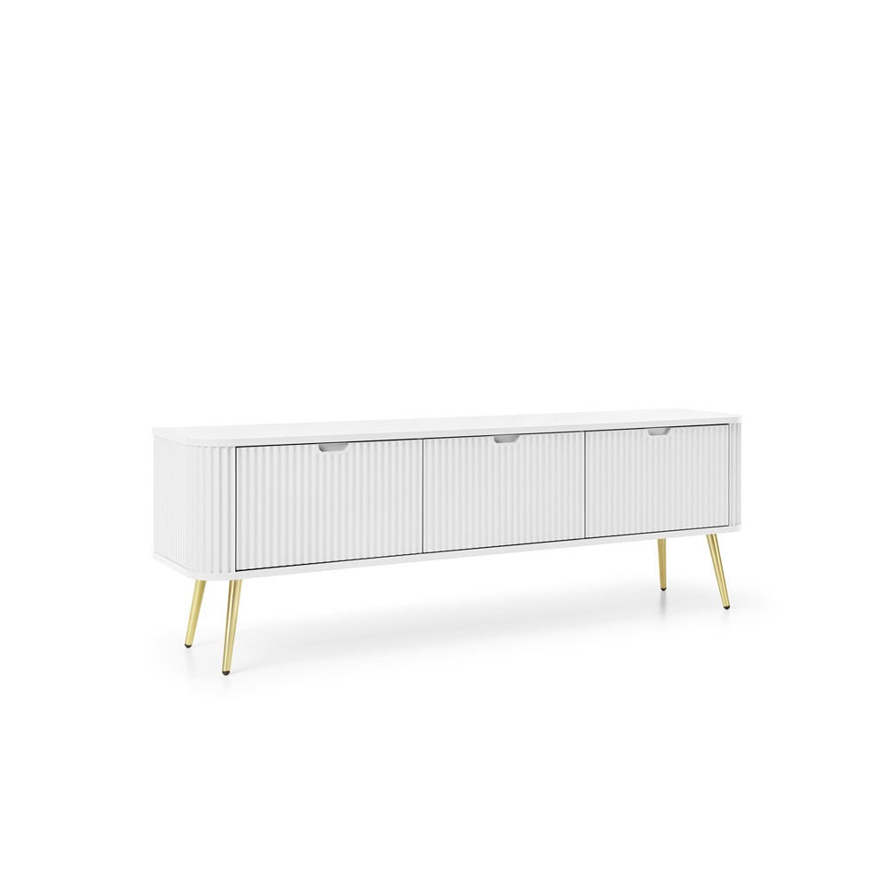 ZOVA TV Stand - Modern Design and Functionality in One TV Cabinet #color_White with gold legs