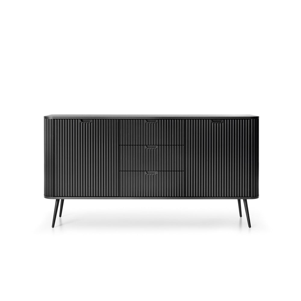 ZOVA Chest of Drawers with Two Doors and Three Drawers #color_Black with black legs