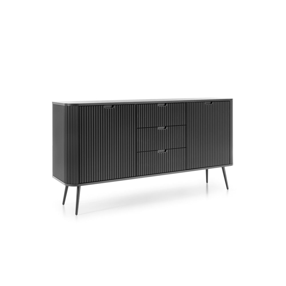 ZOVA Chest of Drawers with Two Doors and Three Drawers #color_Black with black legs