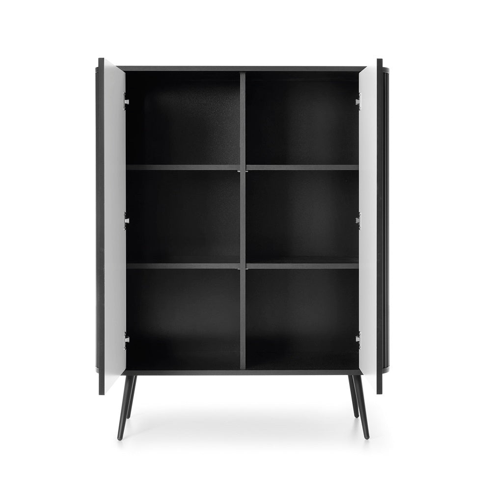 ZOVA Chest of Drawers with Two Doors #color_Black with black legs