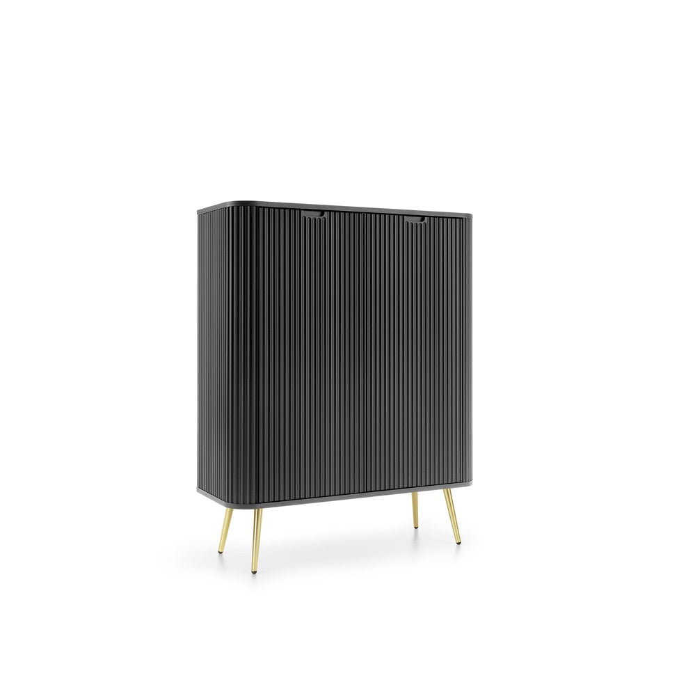 ZOVA Chest of Drawers with Two Doors #color_Black with gold legs