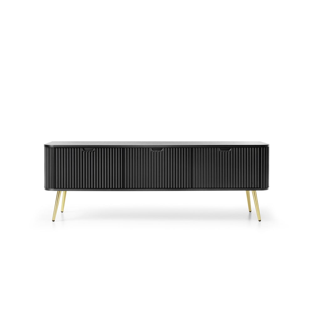 ZOVA TV Stand - Modern Design and Functionality in One TV Cabinet #color_Black with gold legs