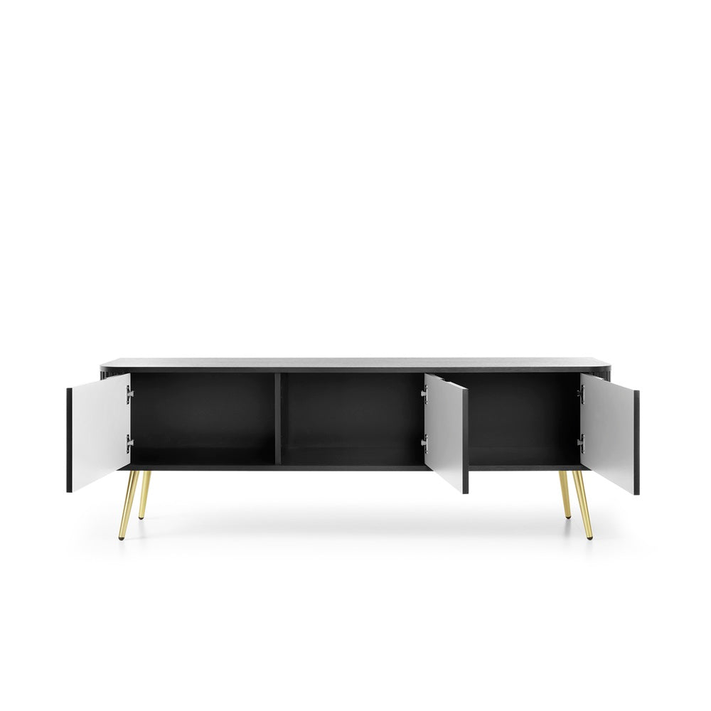 ZOVA TV Stand - Modern Design and Functionality in One TV Cabinet #color_Black with gold legs