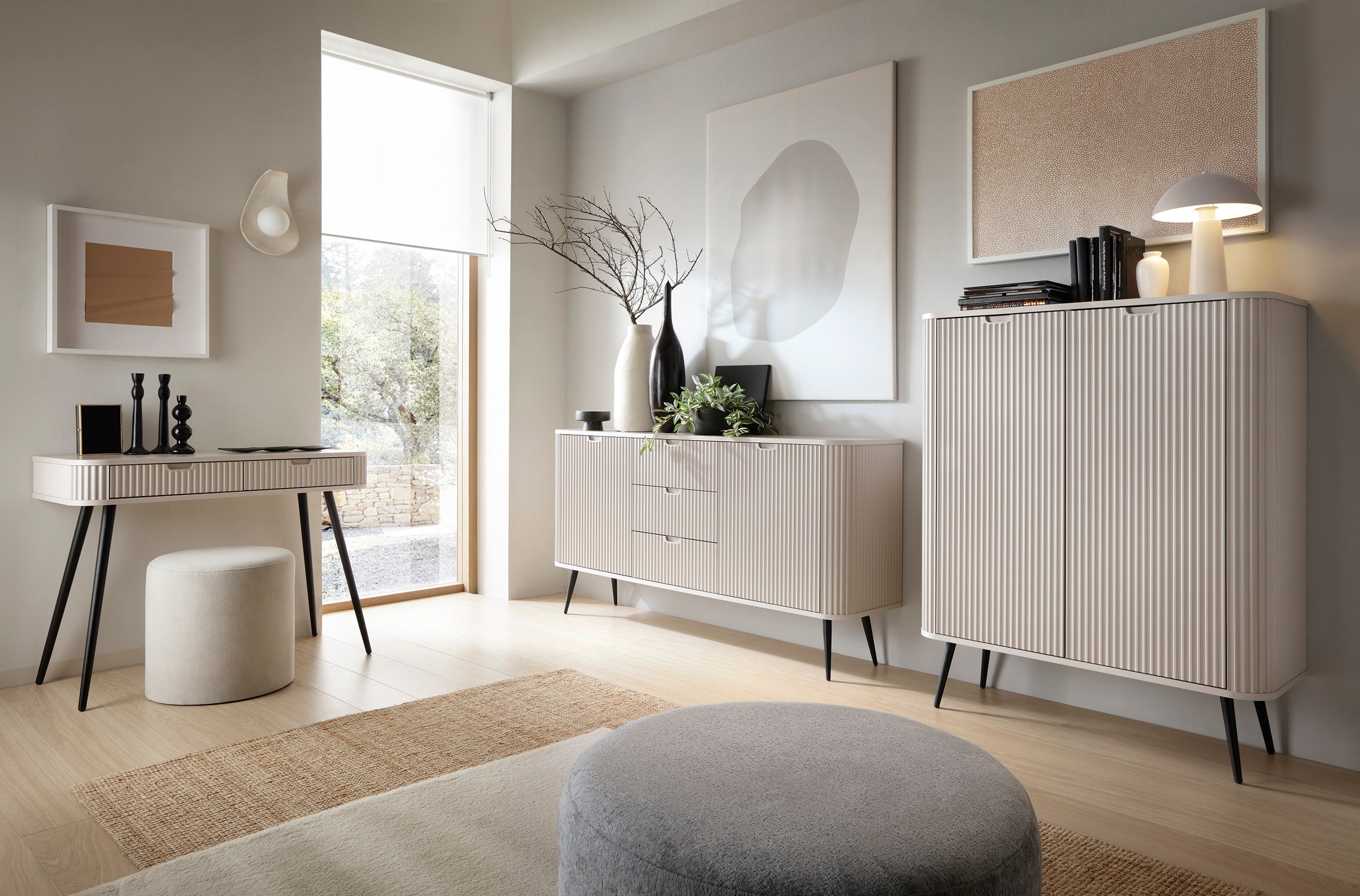 ZOVA Chest of drawers t-103 #color_Cashmere with gold legs