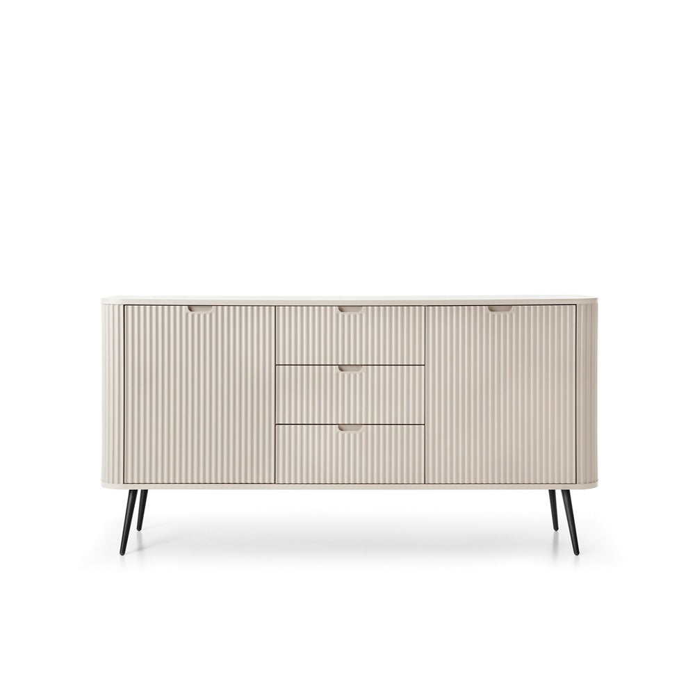 ZOVA Chest of Drawers with Two Doors and Three Drawers #color_Cashmere with black legs