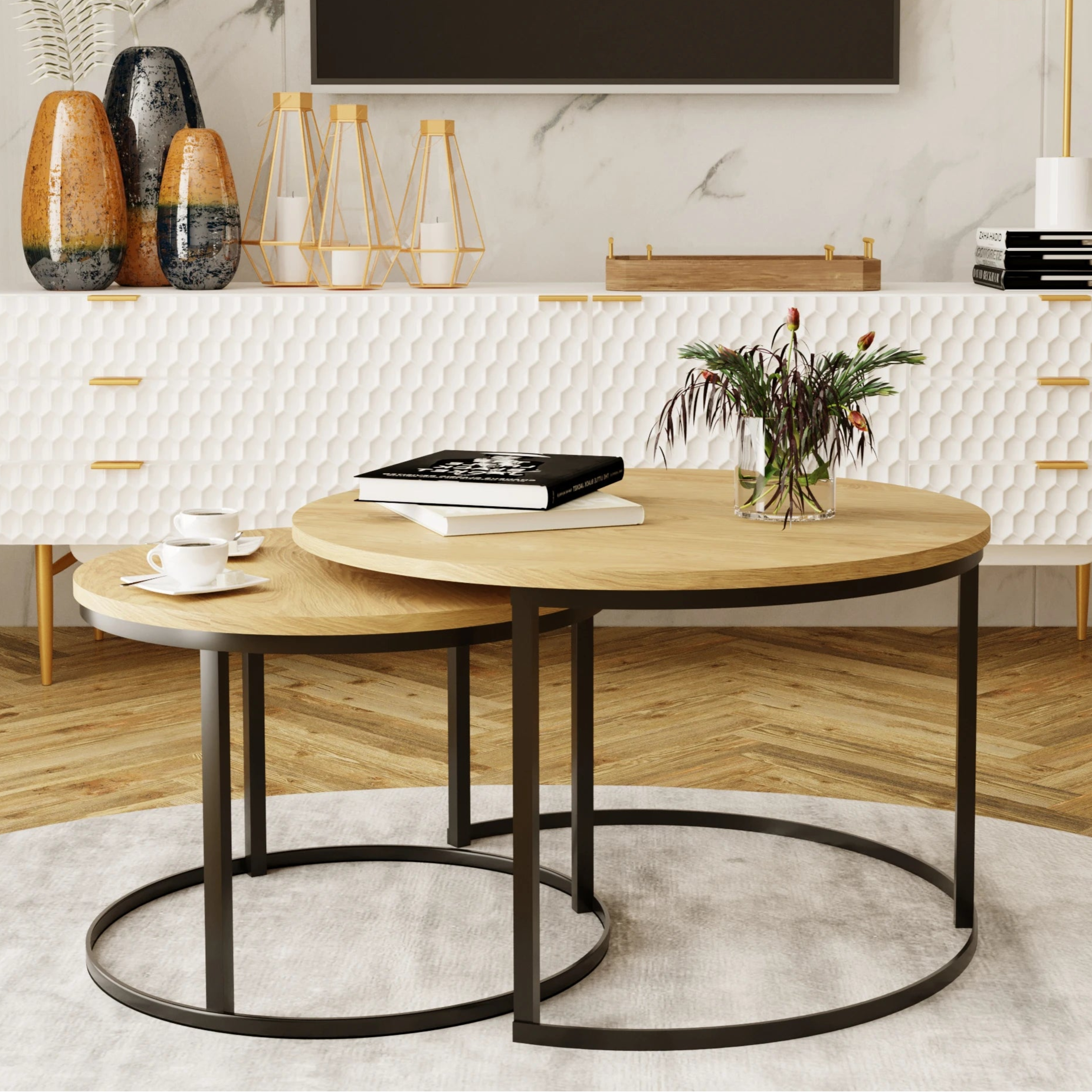 Agra Modern 2-in-1 Coffee Table Hickory