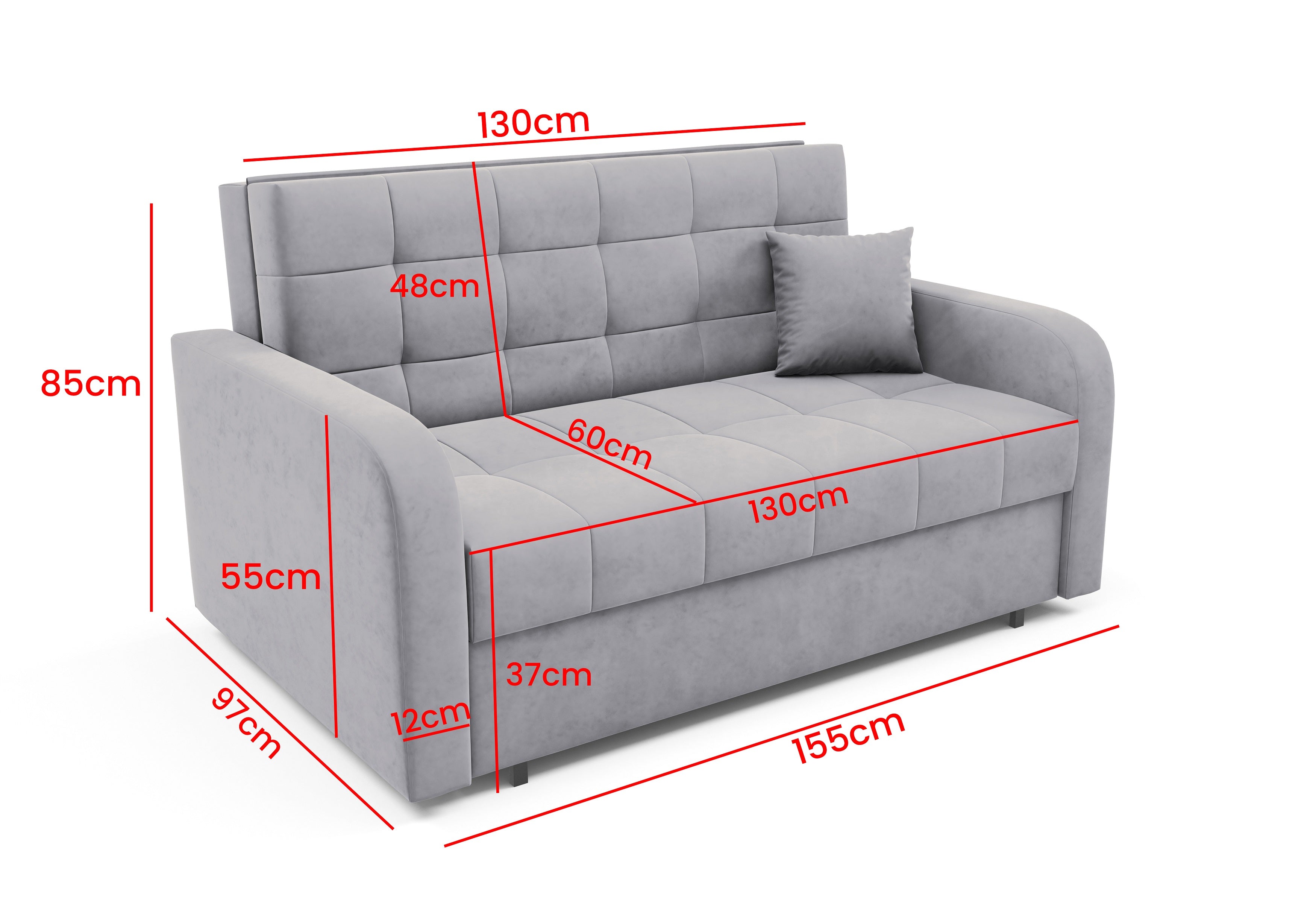 Haven III Sofa Bed – 3-Seater with Storage- 130 cm