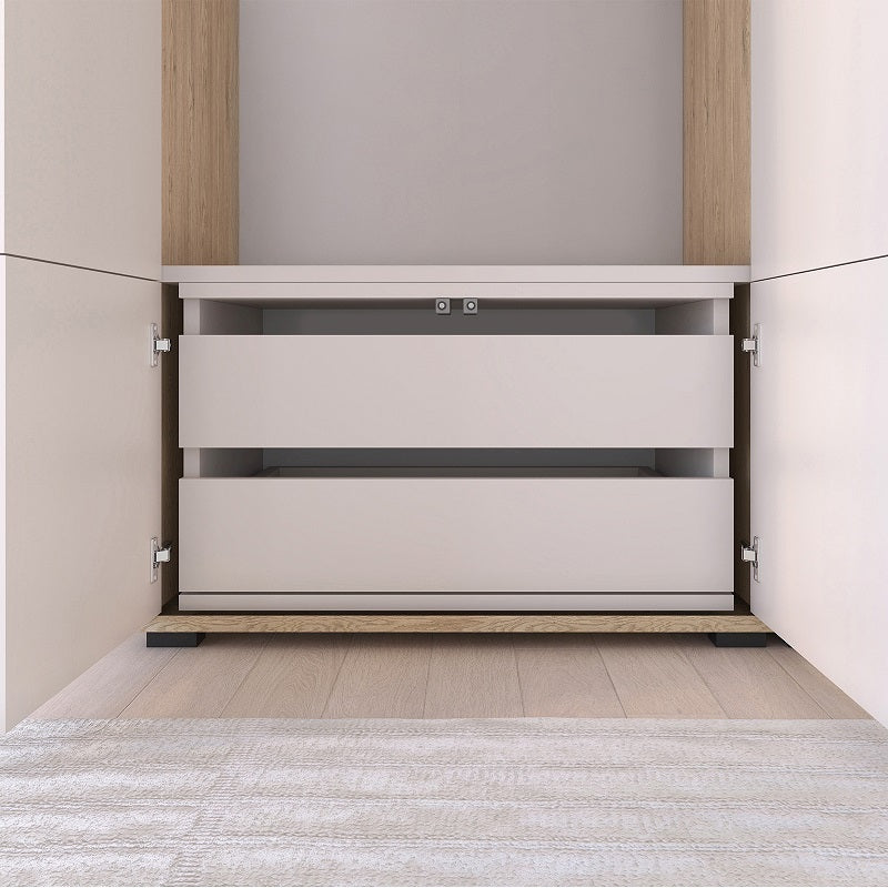 Bello 2-Door Wardrobe 70 cm – Configure Legs, Mirror & Overhead Cabinet | Cashmere & Cremona Oak
