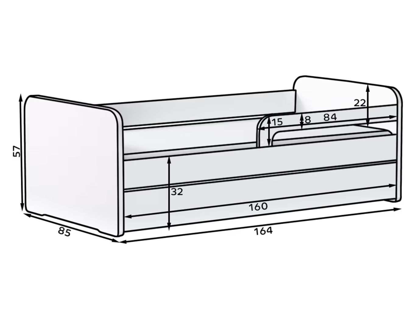 Eltap Duuli Children's Bed Blue 80 x 160 cm/ 80 x 200 cm