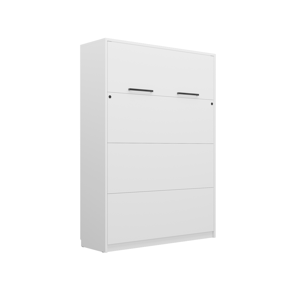 Customizable Genius Murphy Bed with Sofa Set 140 x 200 cm White Gloss, LED Lighting