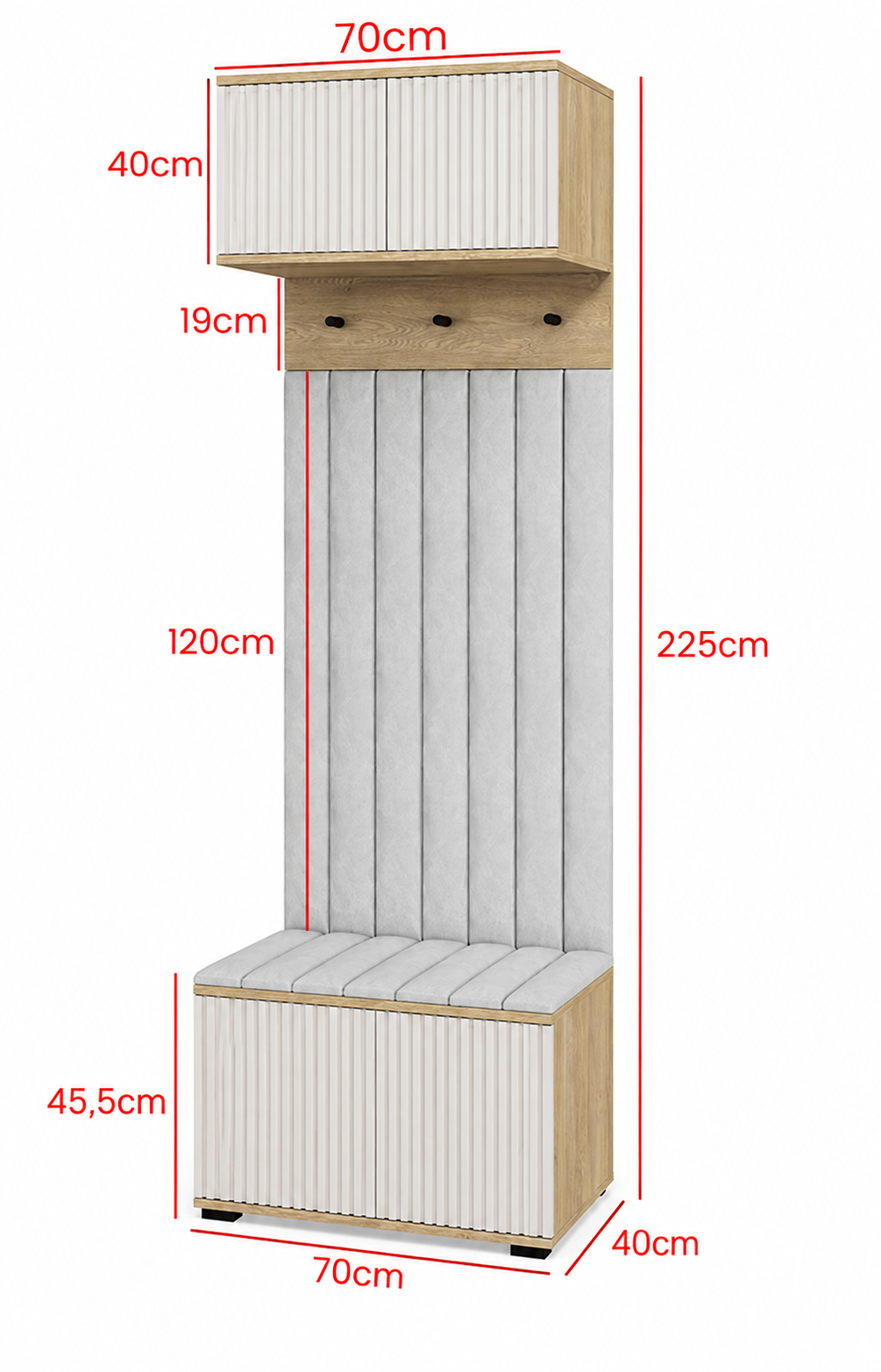 Bello Hallway Set 5 – Choose Leg Height & Panel Colour | Cashmere & Cremona Oak