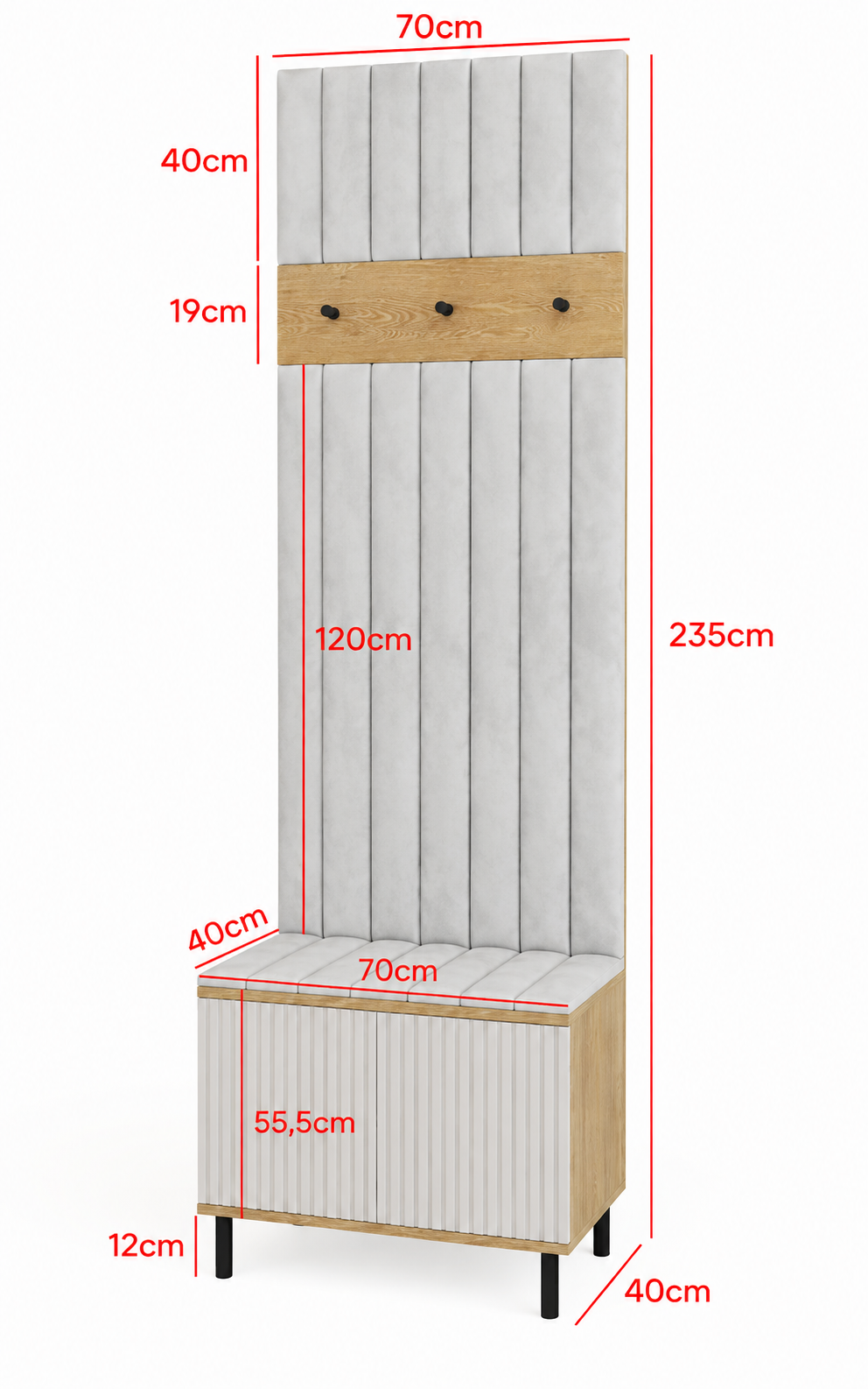 Bello Hallway Set 6 – Choose Leg Height & Panel Colour | Cashmere & Cremona Oak