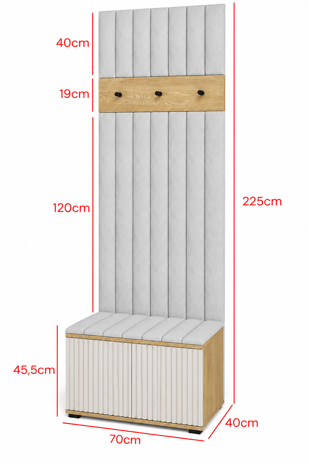 Bello Hallway Set 6 – Choose Leg Height & Panel Colour | Cashmere & Cremona Oak