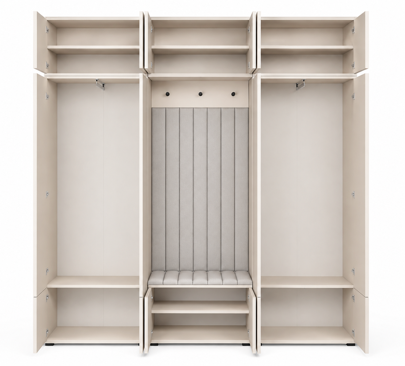 Bello Hallway Wardrobe Set 3 – Choose Leg Height, Mirror & Panel Colour | Cashmere & Cremona Oak
