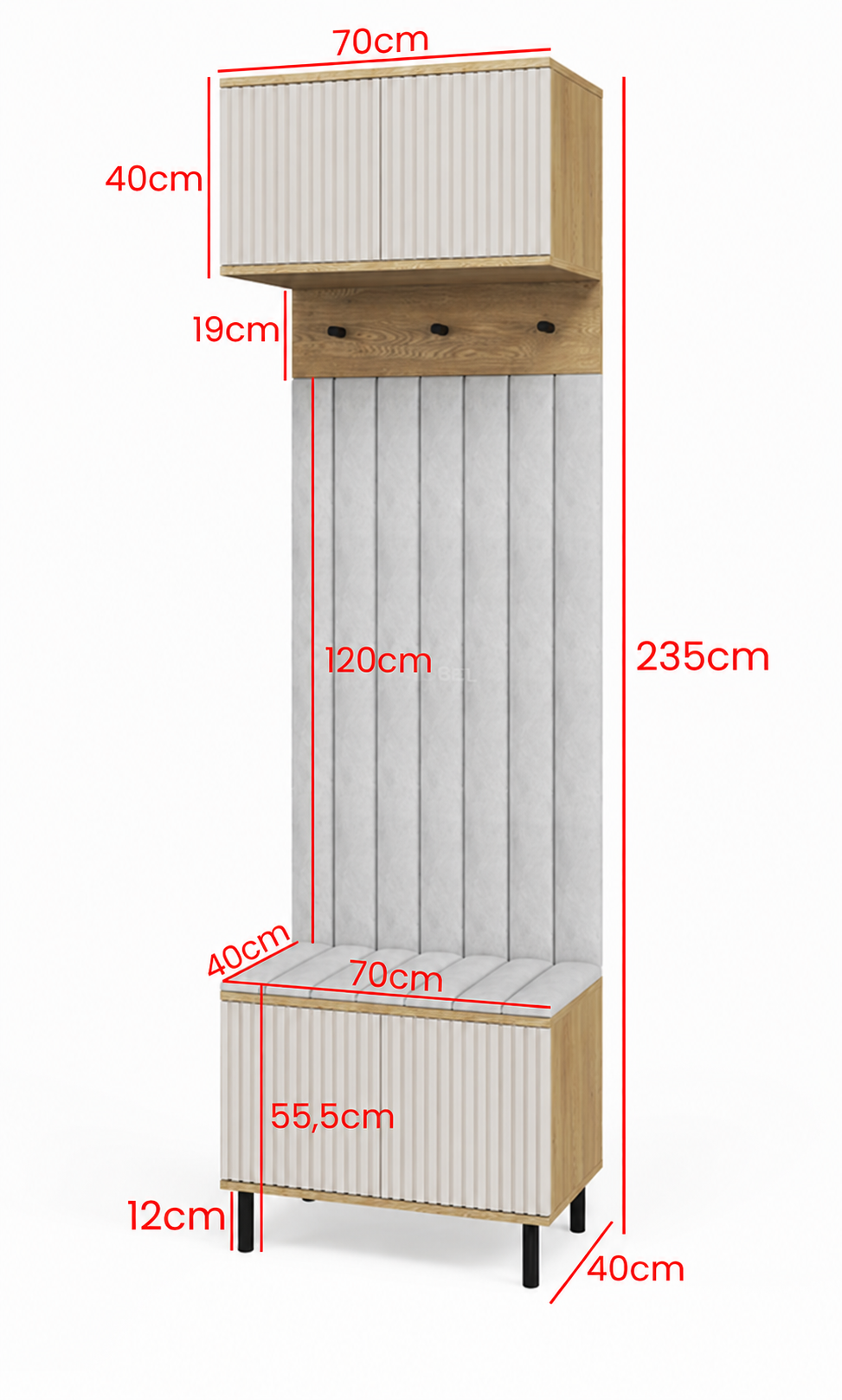 Bello Hallway Set 5 – Choose Leg Height & Panel Colour | Cashmere & Cremona Oak