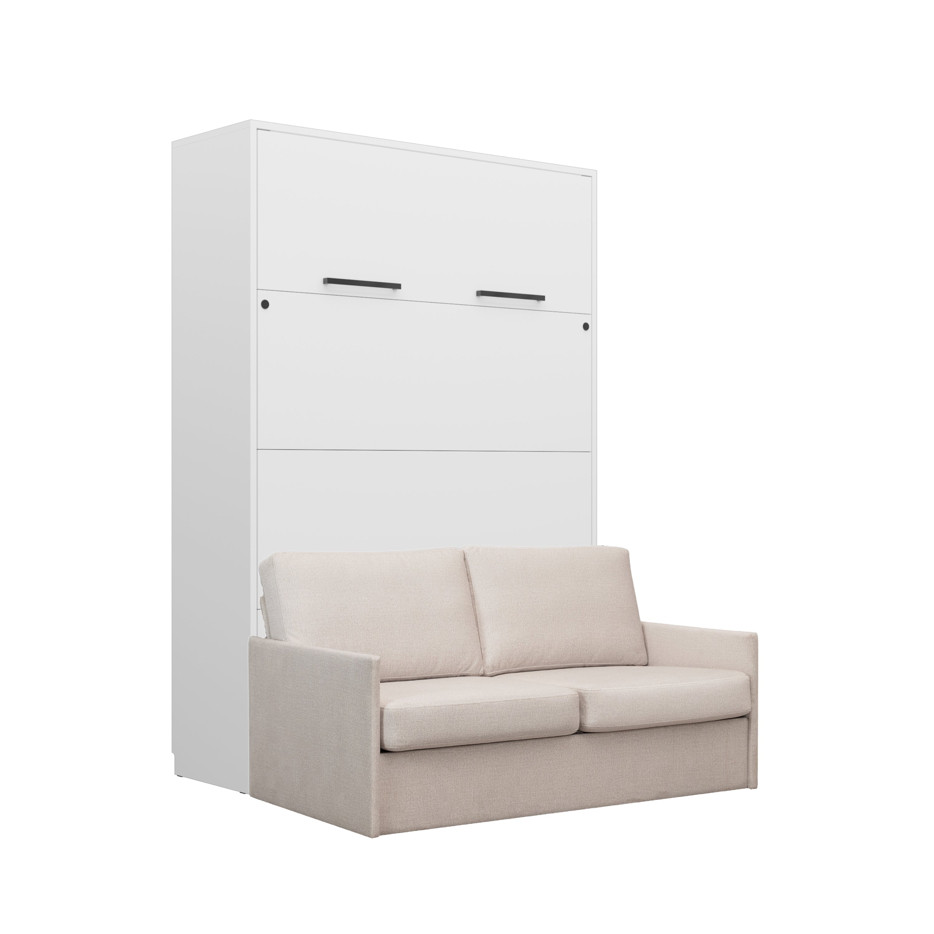 Genius Murphy Bed with Sofa White Matte 160 x 200 cm and LED Lighting