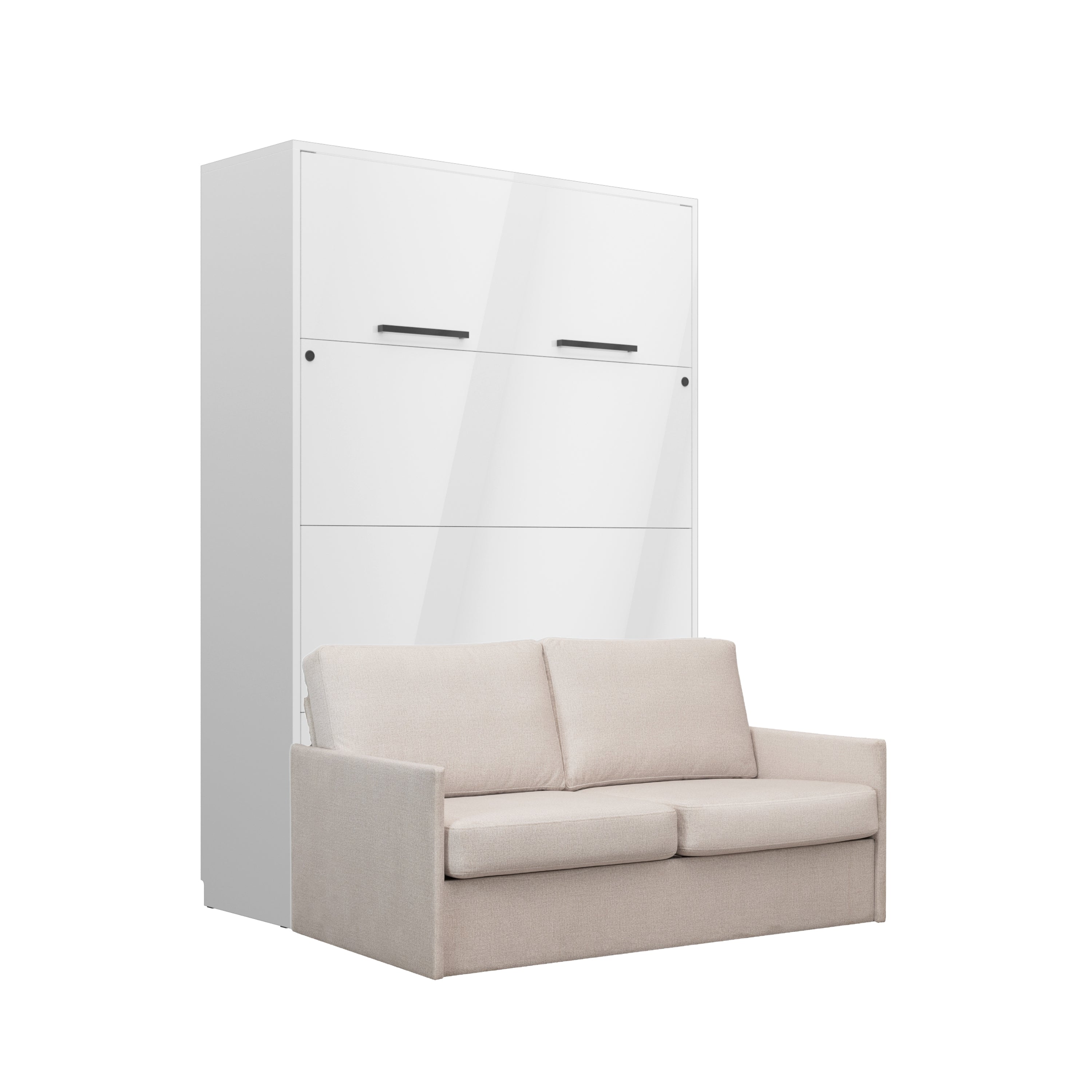 Customizable Genius Murphy Bed with Sofa Set 140 x 200 cm White Gloss