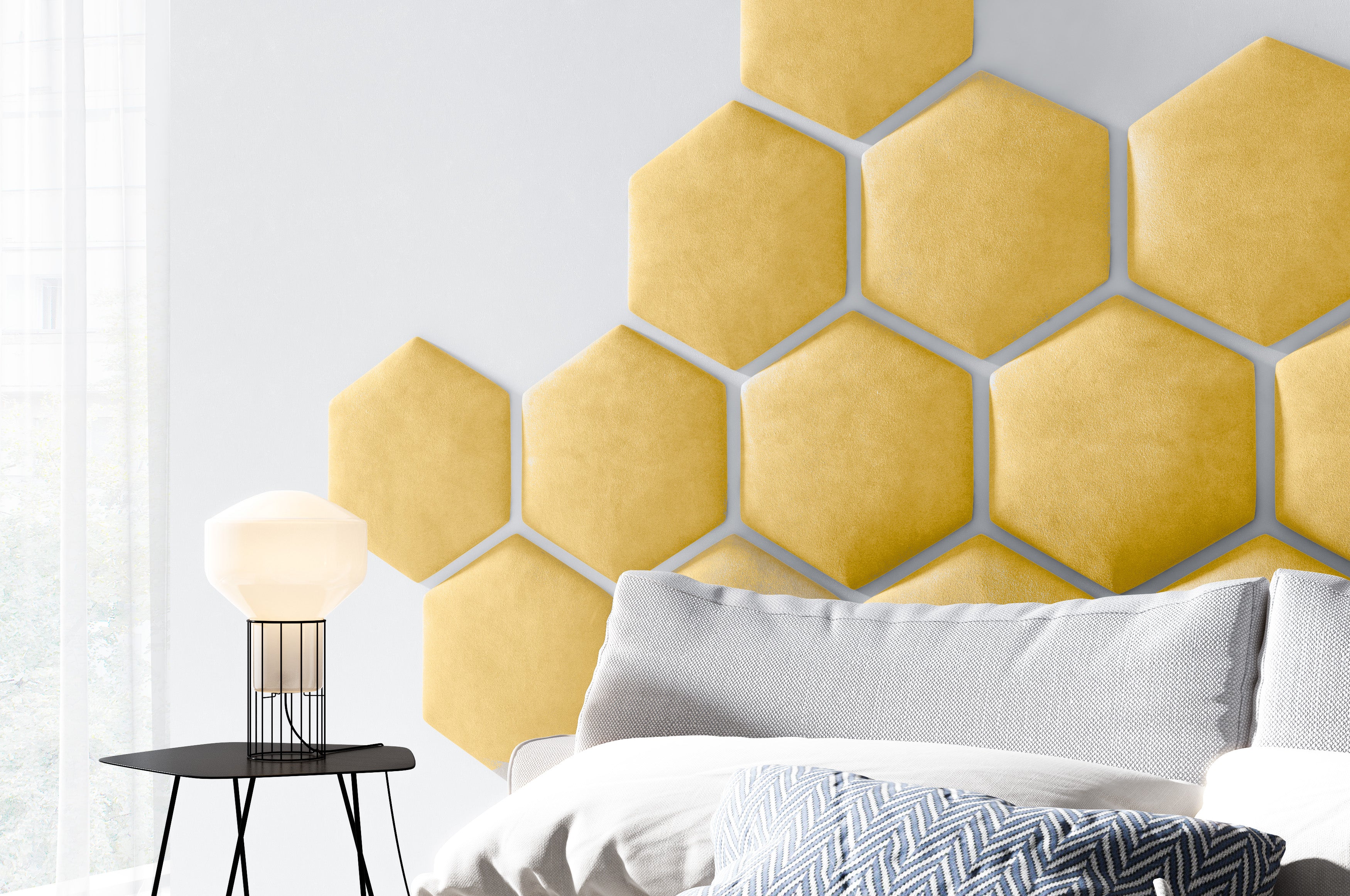 Upholstered Wall Panels Honeycomb 40.5x35.3 cm