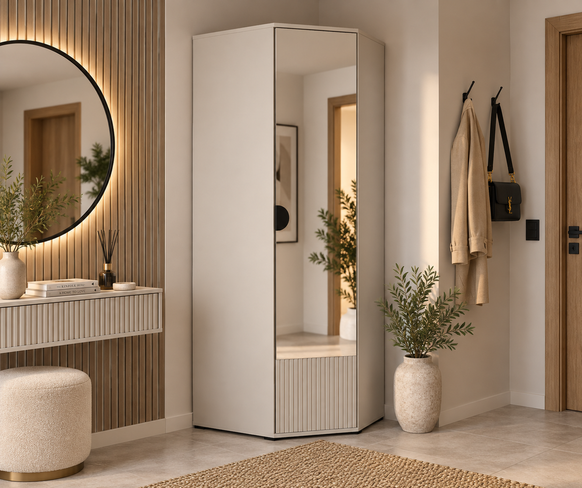 Rayo Corner Wardrobe – Cashmere, 70 cm