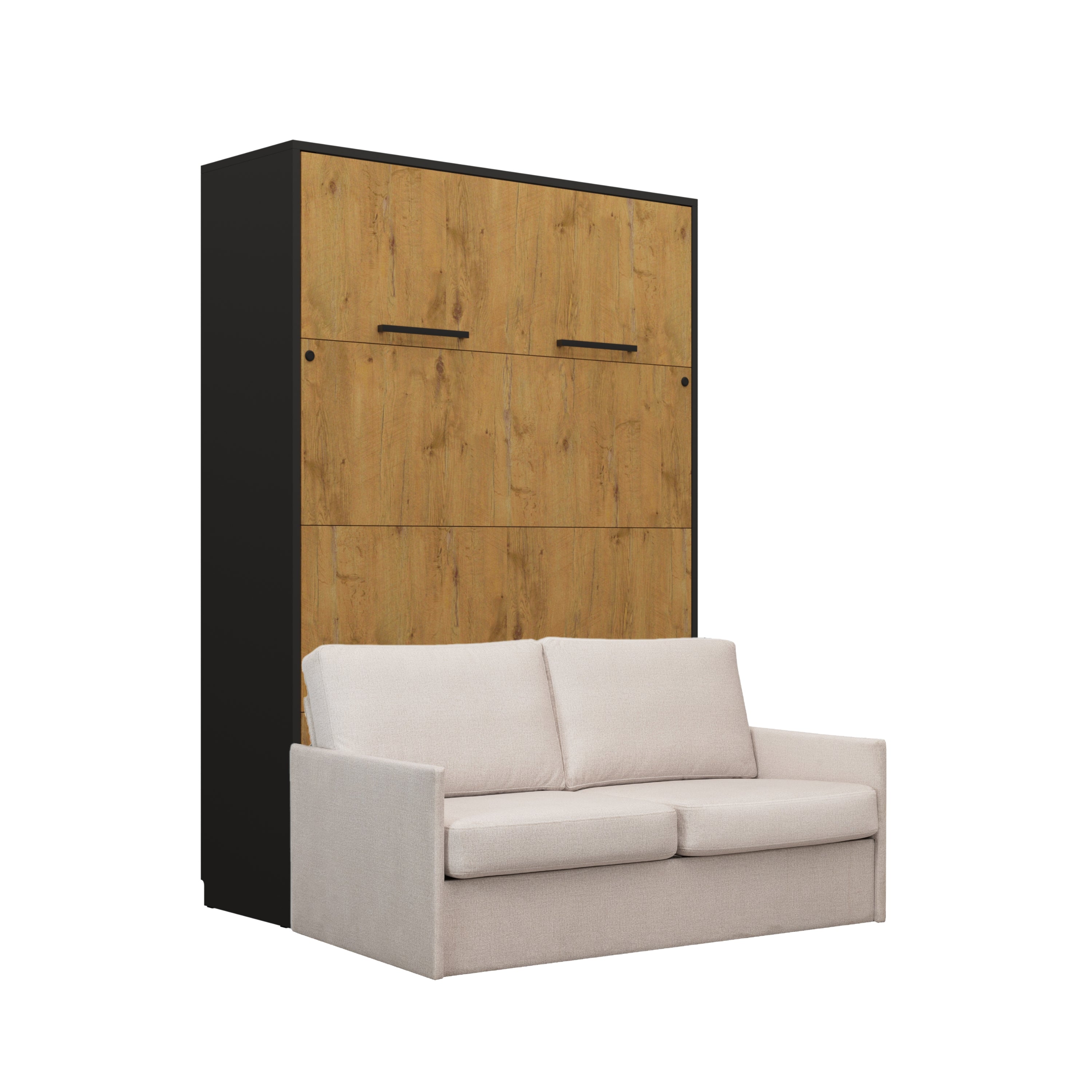 Customizable Genius Murphy Bed with Sofa Set 140 x 200 cm Black Lancelot Oak