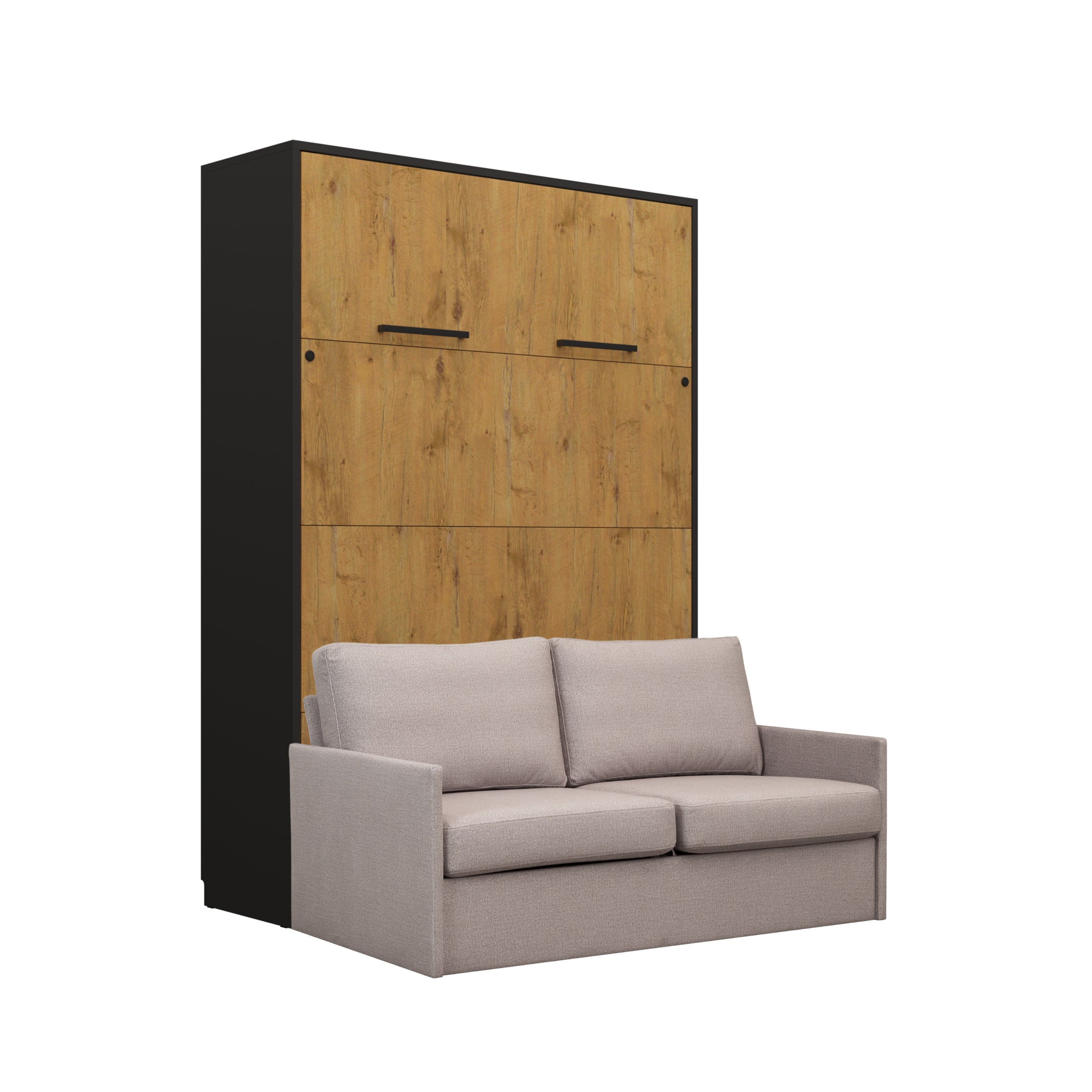 Customizable Genius Murphy Bed with Sofa Set 140 x 200 cm Black Lancelot Oak