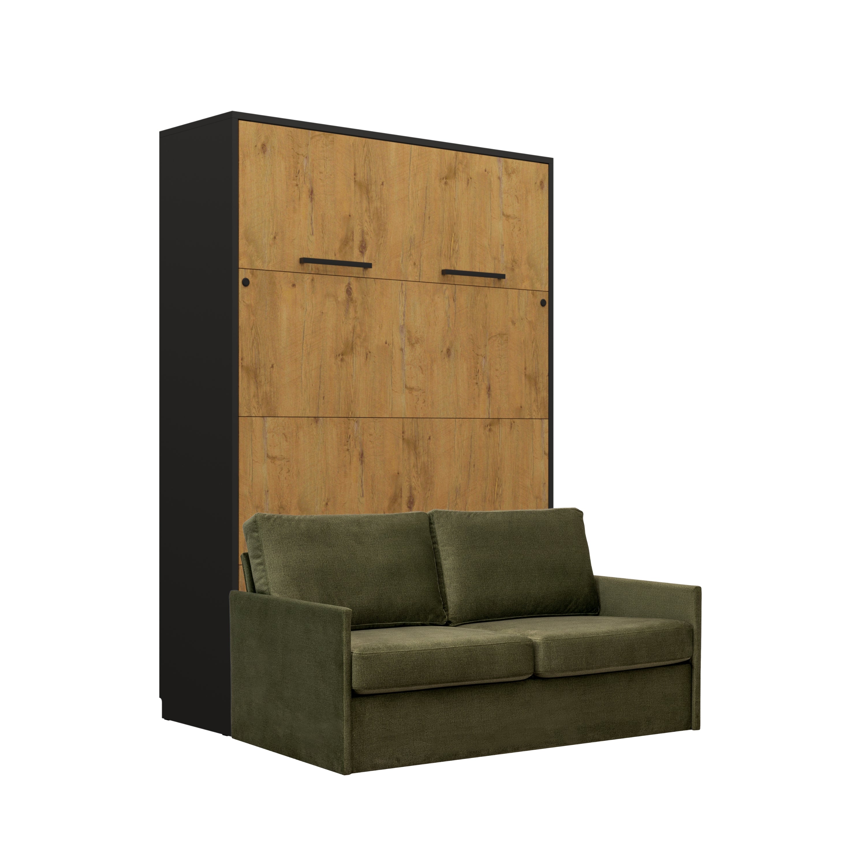 Customizable Genius Murphy Bed with Sofa Set 140 x 200 cm Black Lancelot Oak