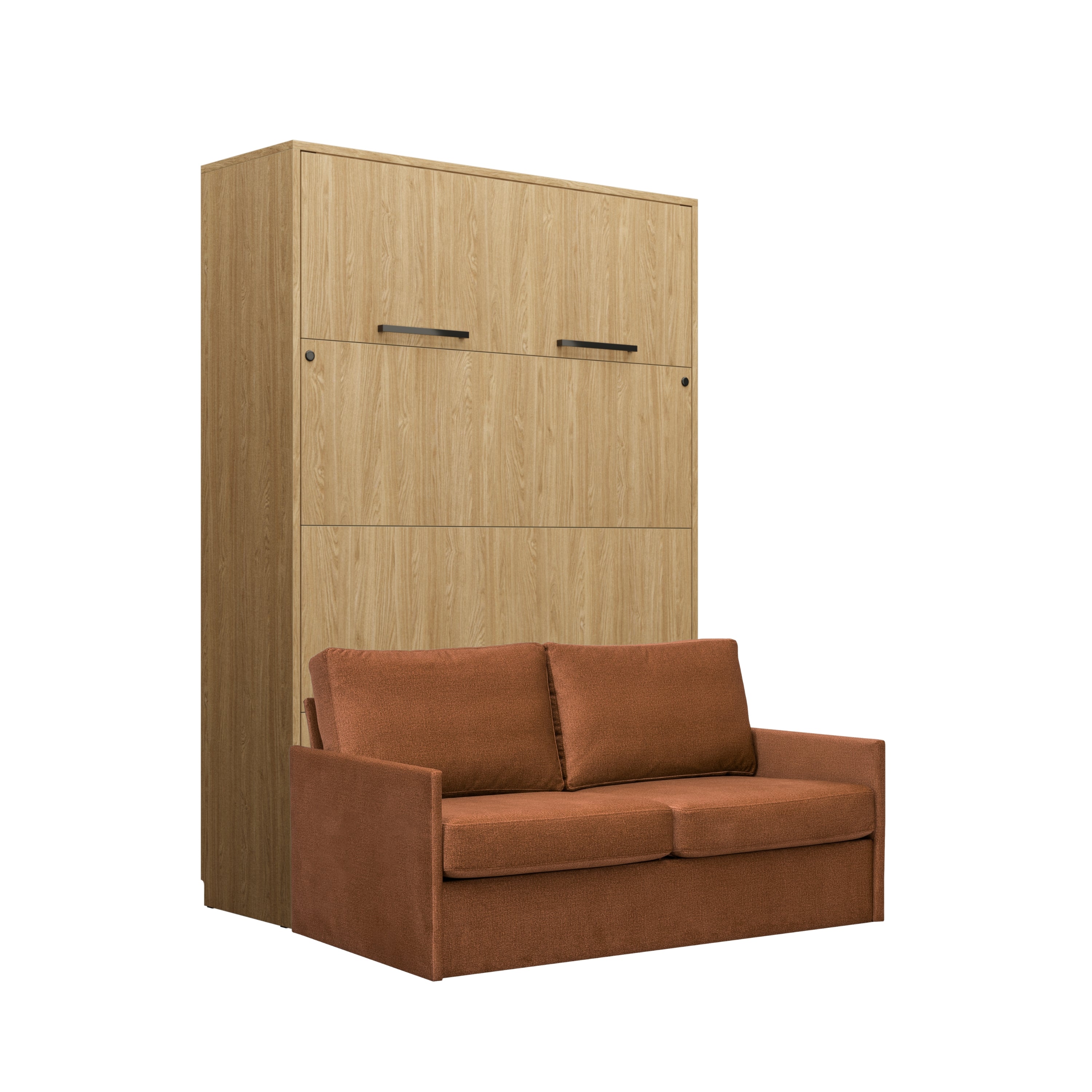 Customizable Genius Murphy Bed with Sofa Set 140 x 200 cm Olied Oak