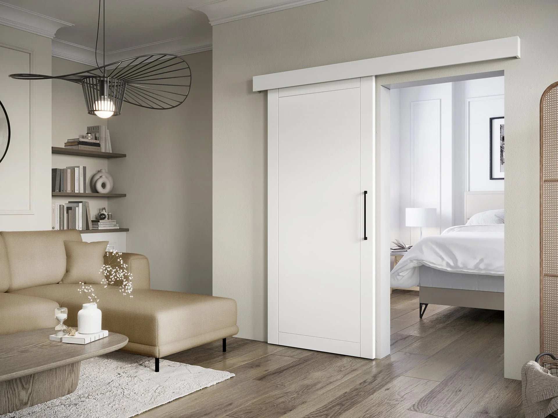 Charlise I Sliding Door - White/ Black 204x90cm