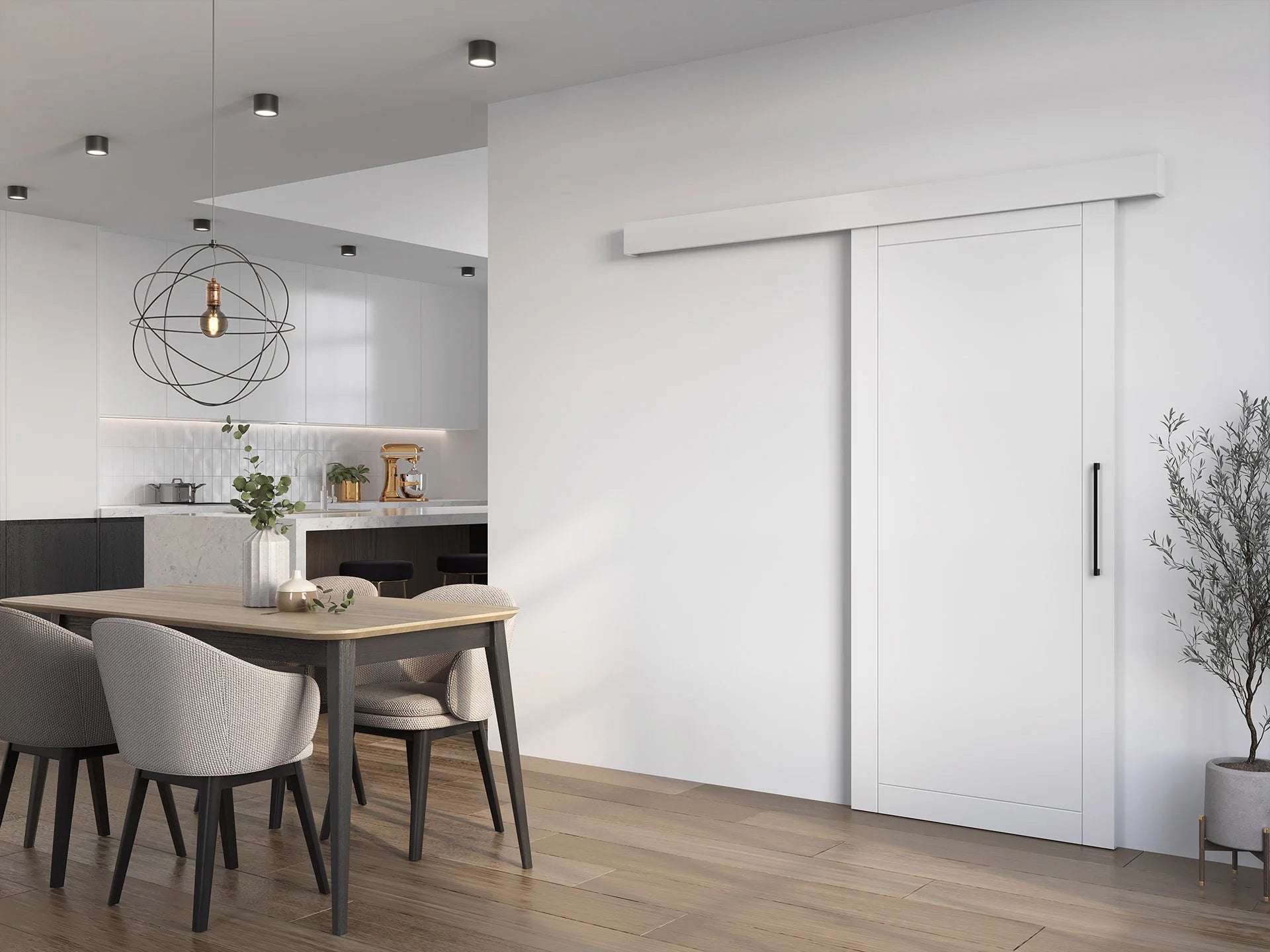 Charlise I Sliding Door - White/ Black 204x90cm