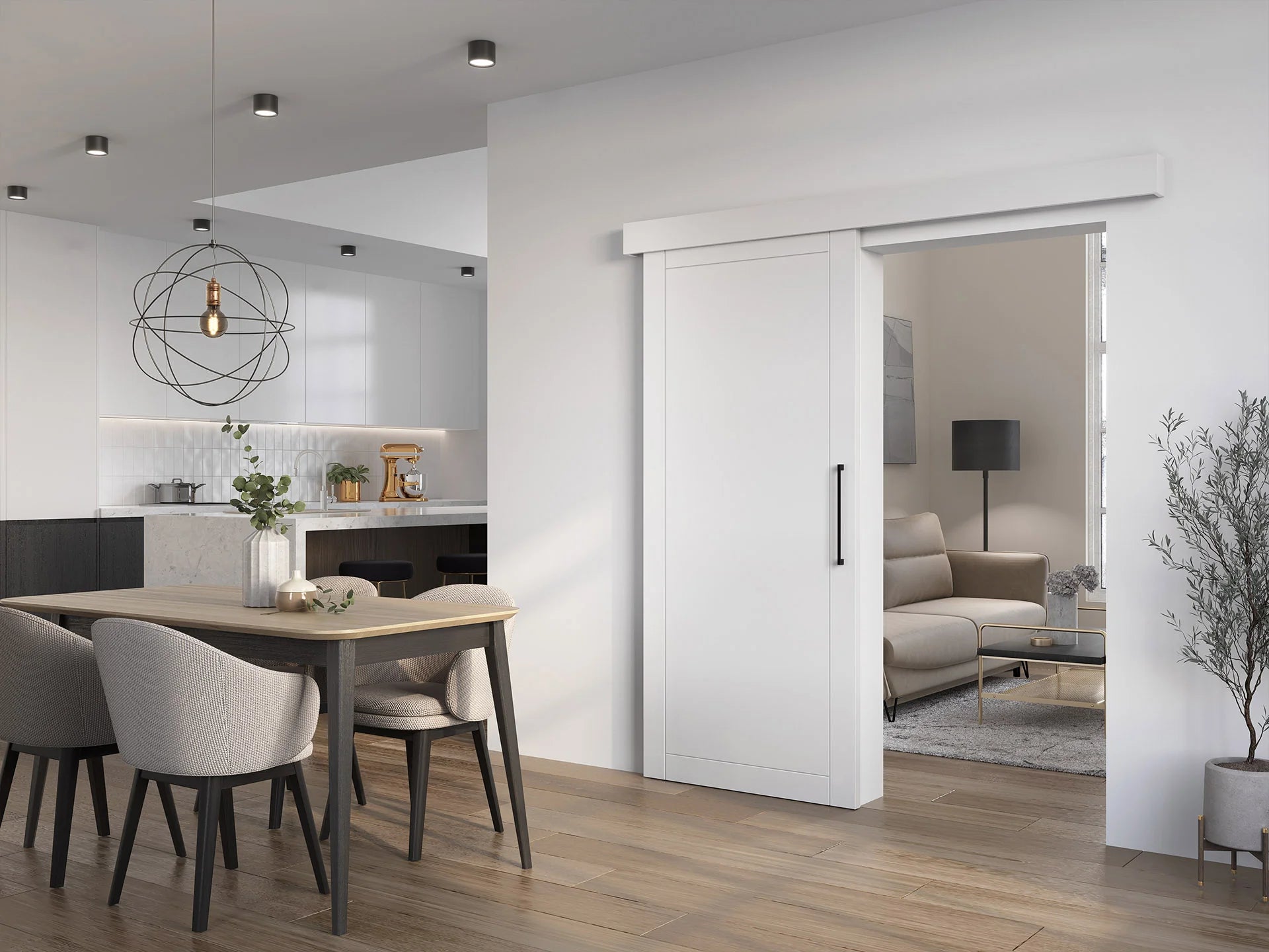 Charlise I Sliding Door - White/ Black 204x90cm