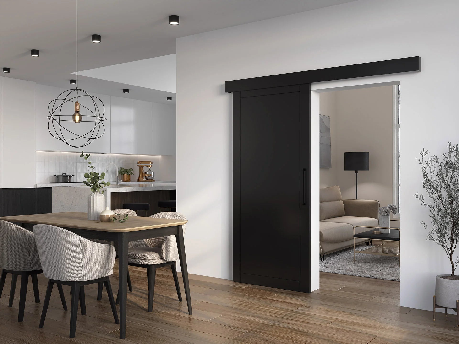 Charlise I Sliding Door - White/ Black 204x90cm