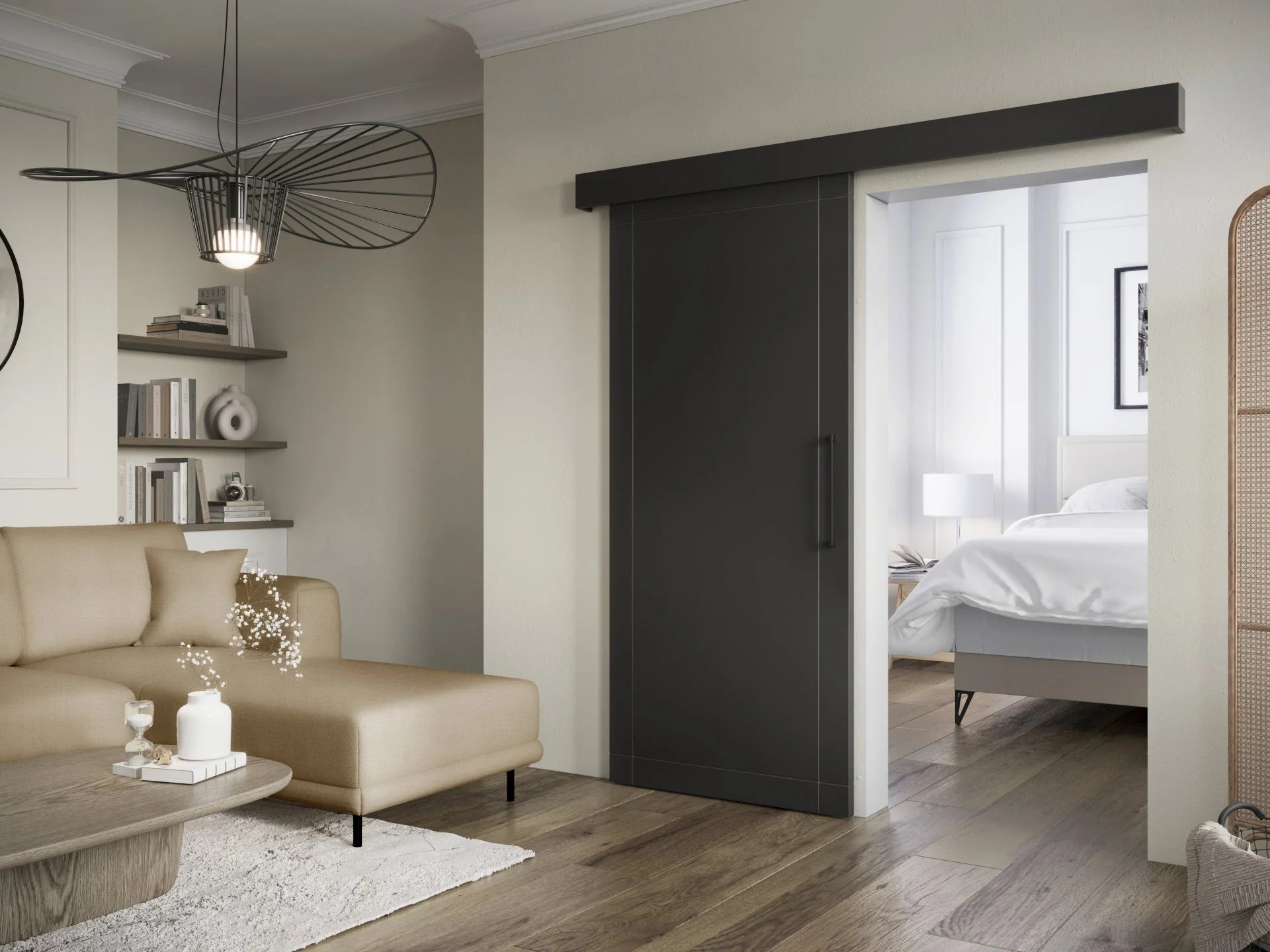 Charlise I Sliding Door - White/ Black 204x90cm