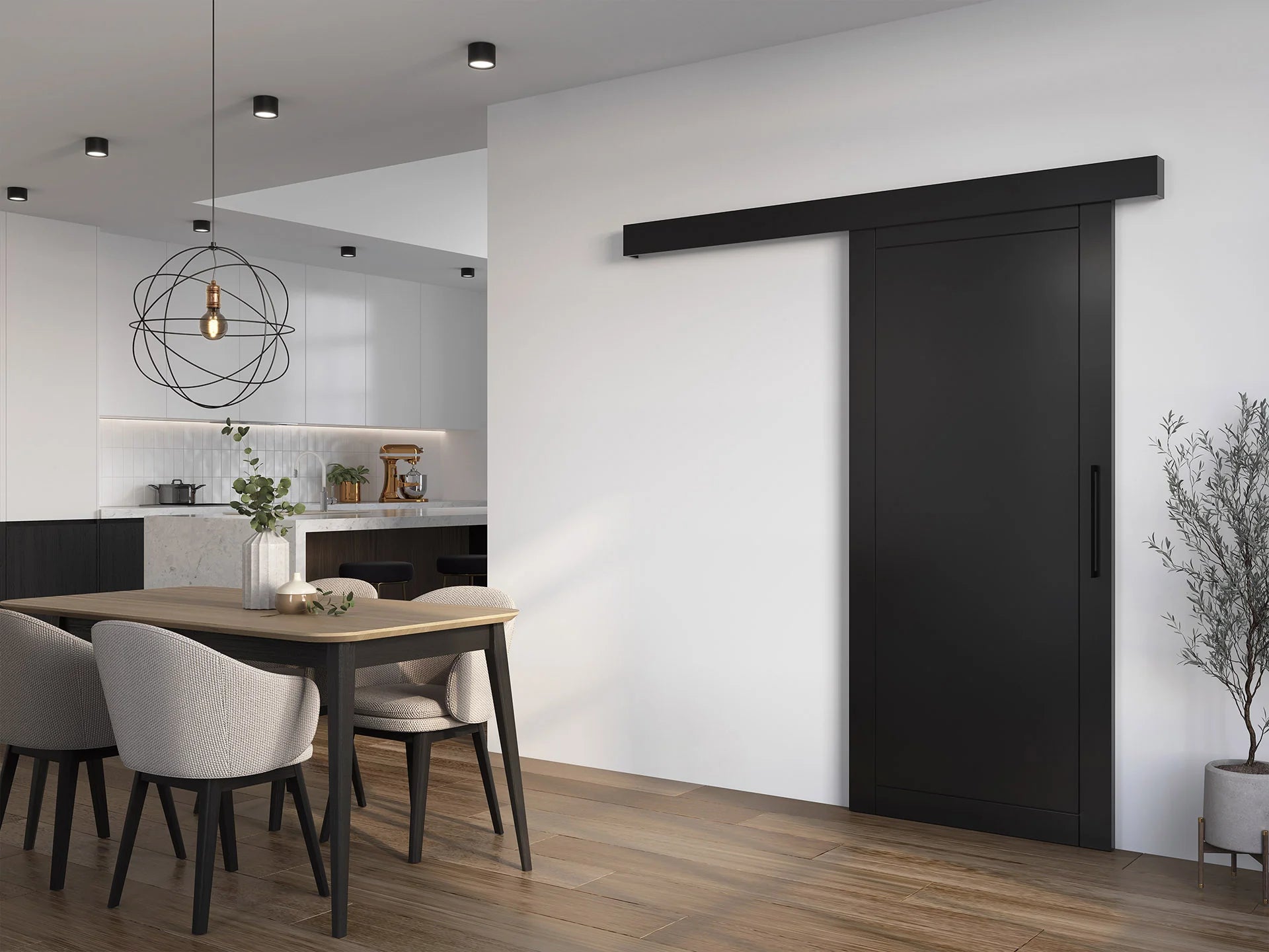 Charlise I Sliding Door - White/ Black 204x90cm