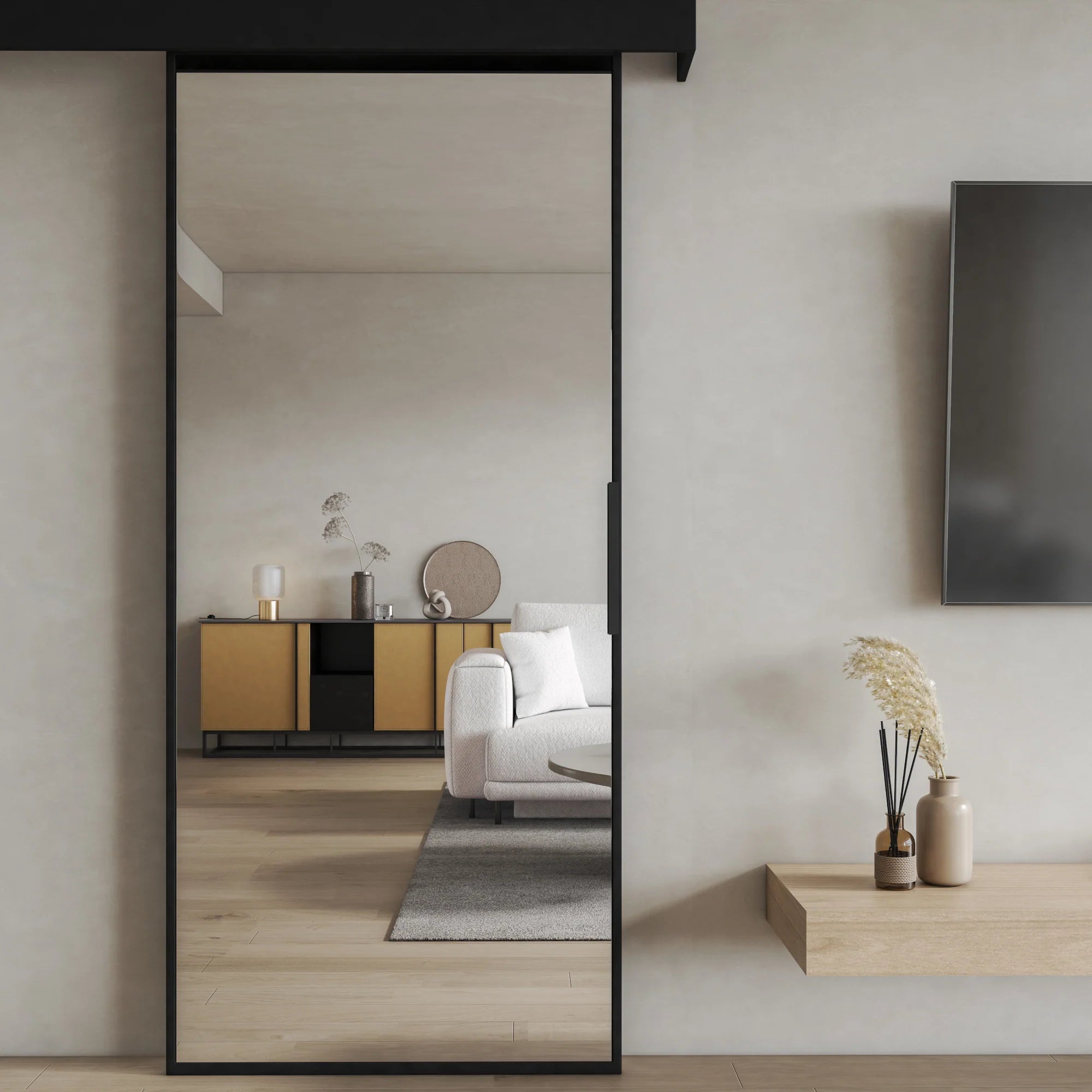 Lindo Sliding Door - white Mirror 205x96cm